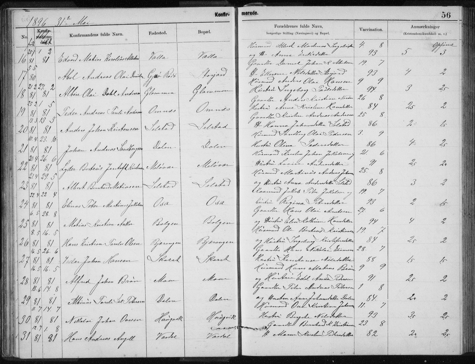 Ministerialprotokoller, klokkerbøker og fødselsregistre - Nordland, SAT/A-1459/843/L0637: Parish register (copy) no. 843C06, 1884-1908, p. 56