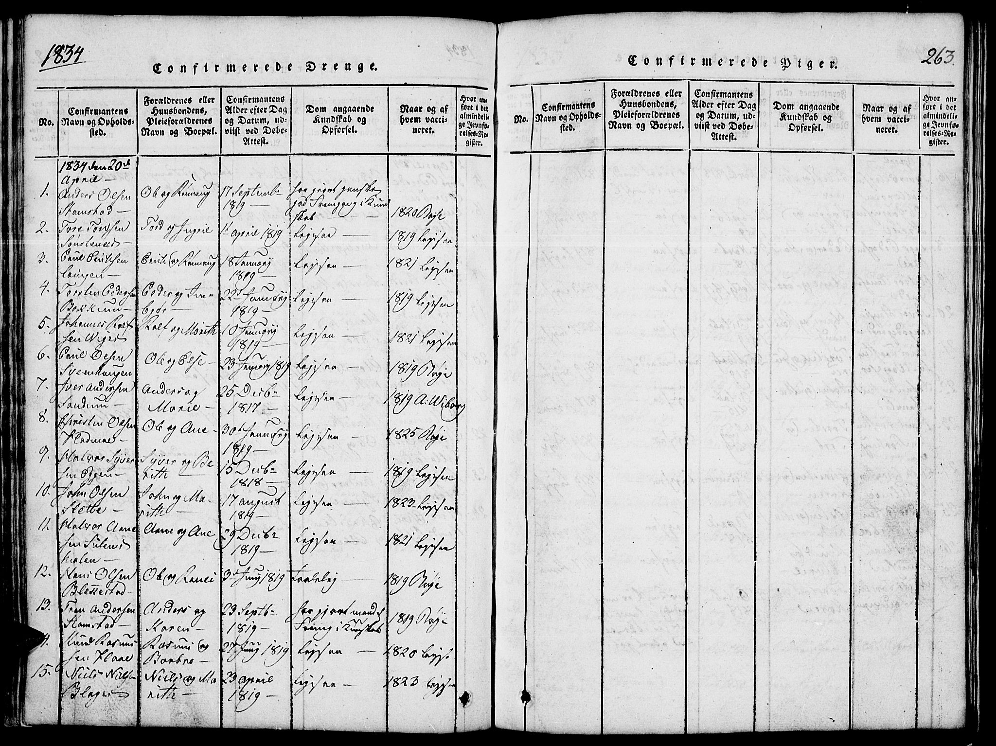 Lom prestekontor, SAH/PREST-070/L/L0001: Parish register (copy) no. 1, 1815-1836, p. 263