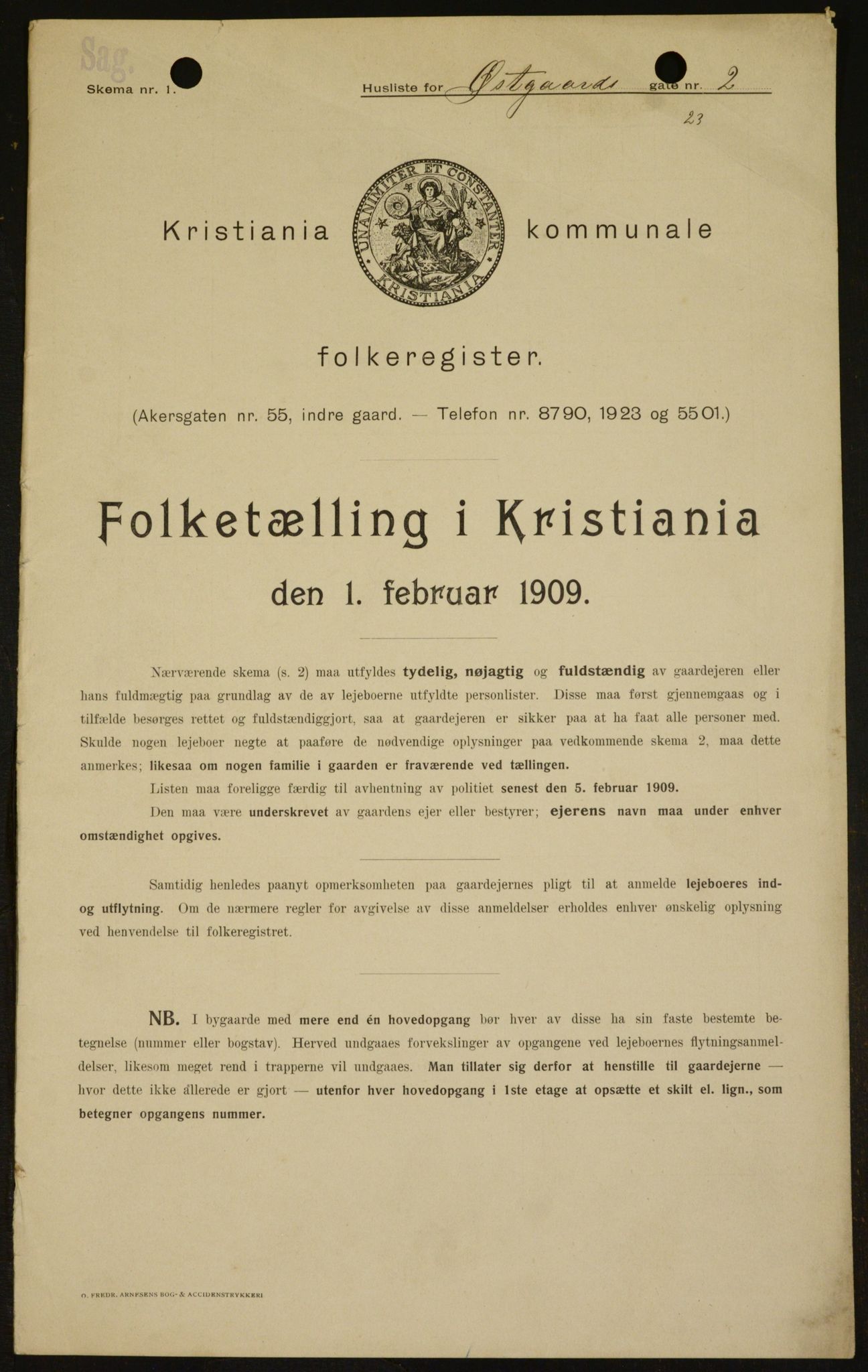 OBA, Municipal Census 1909 for Kristiania, 1909, p. 117243