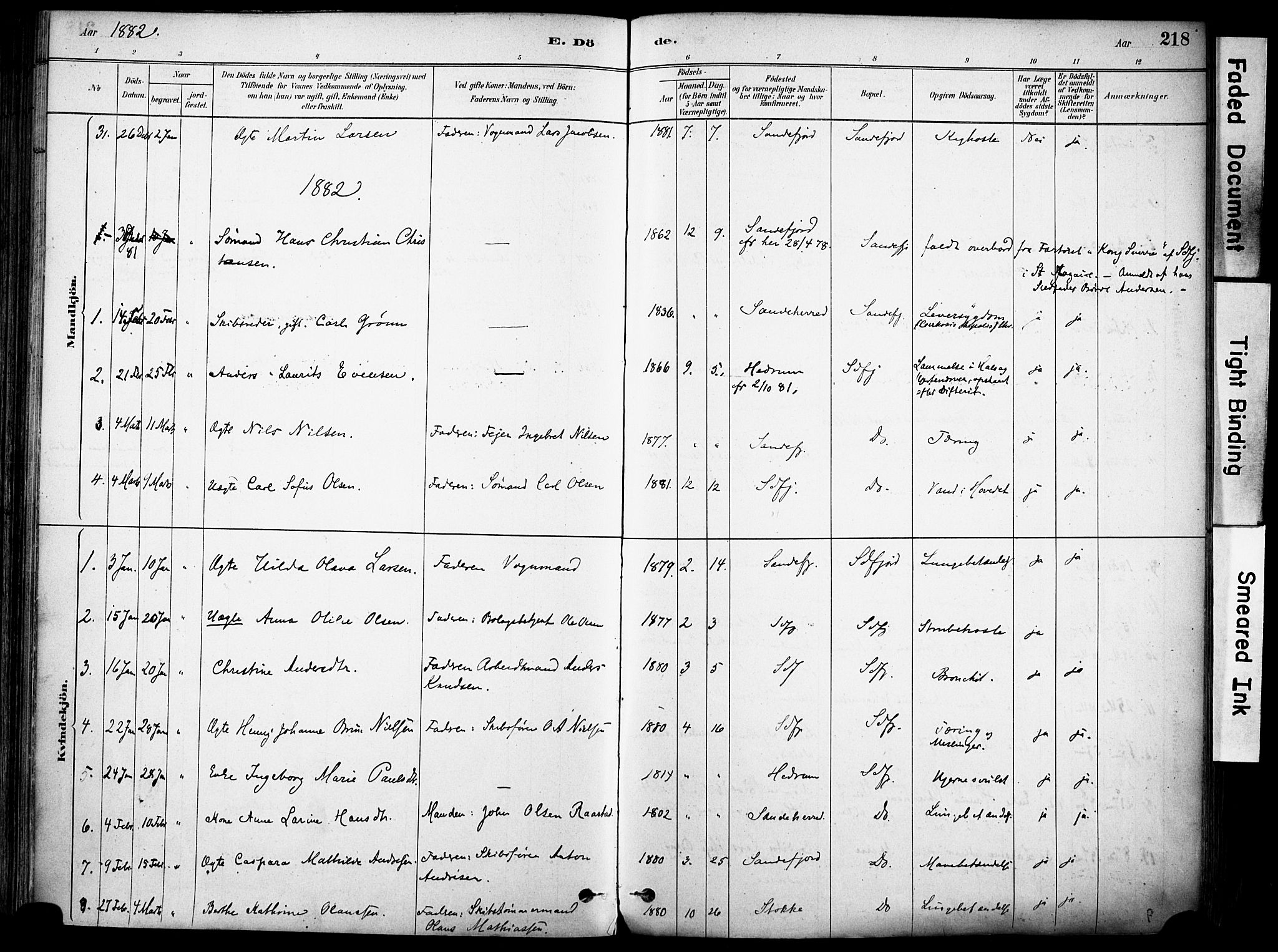 Sandefjord kirkebøker, SAKO/A-315/F/Fa/L0002: Parish register (official) no. 2, 1880-1894, p. 218