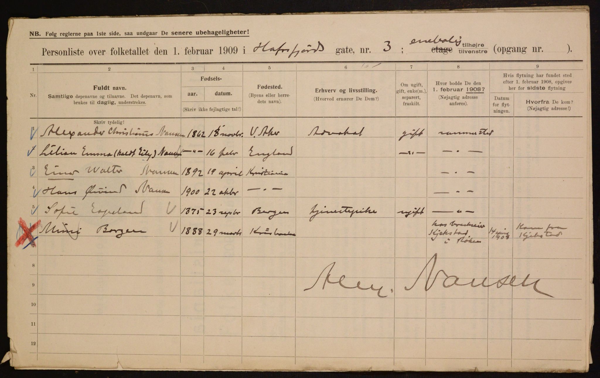 OBA, Municipal Census 1909 for Kristiania, 1909, p. 30299