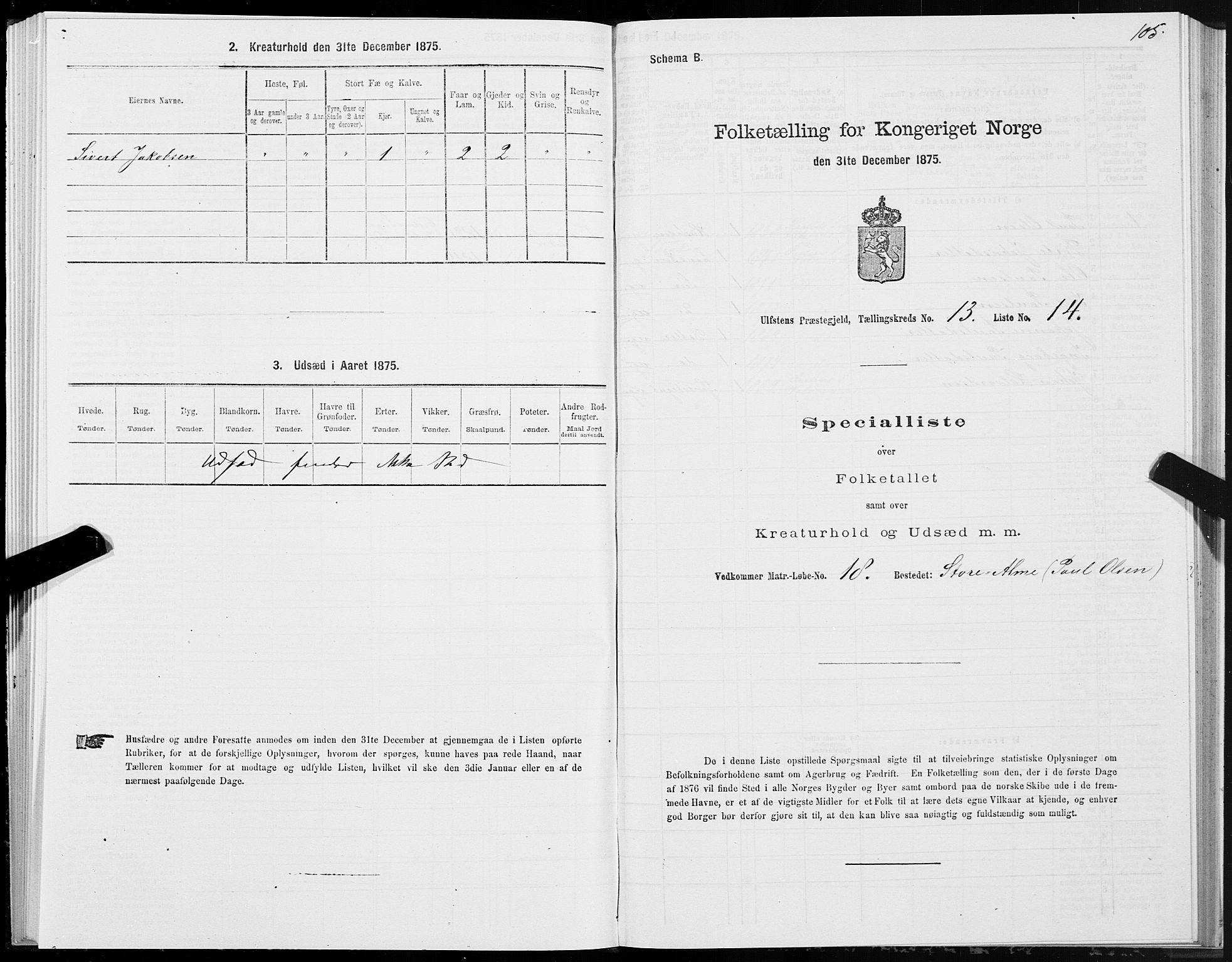 SAT, 1875 census for 1516P Ulstein, 1875, p. 5105