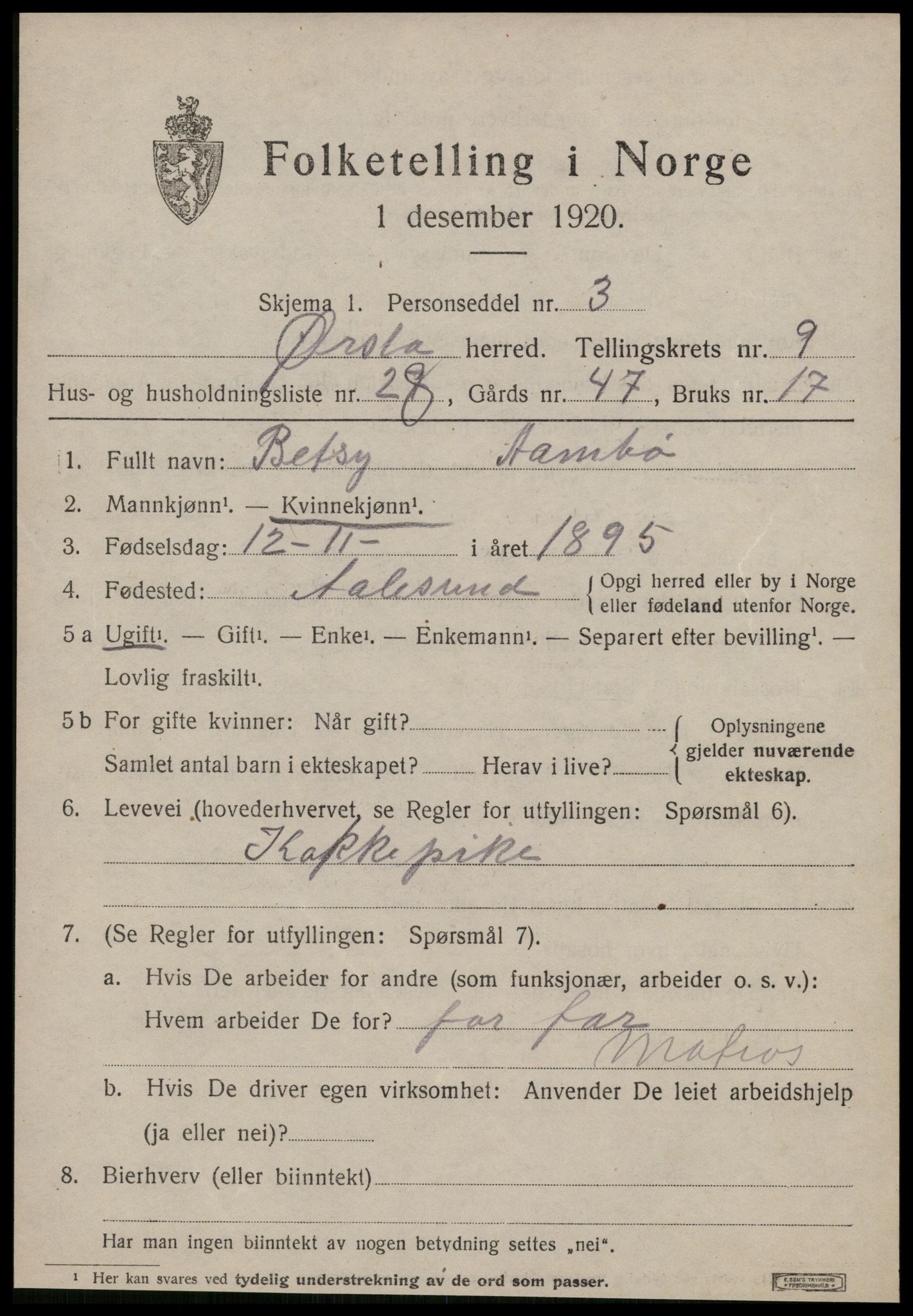 SAT, 1920 census for Ørsta, 1920, p. 6636