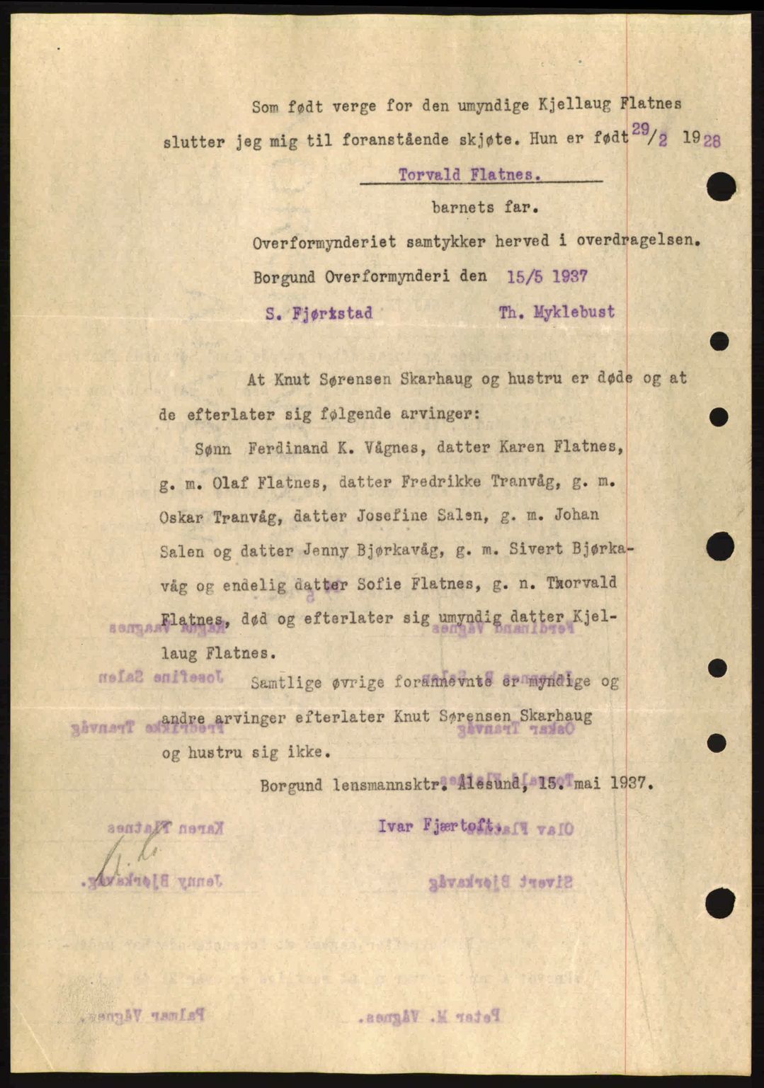 Nordre Sunnmøre sorenskriveri, AV/SAT-A-0006/1/2/2C/2Ca: Mortgage book no. A2, 1936-1937, Diary no: : 703/1937