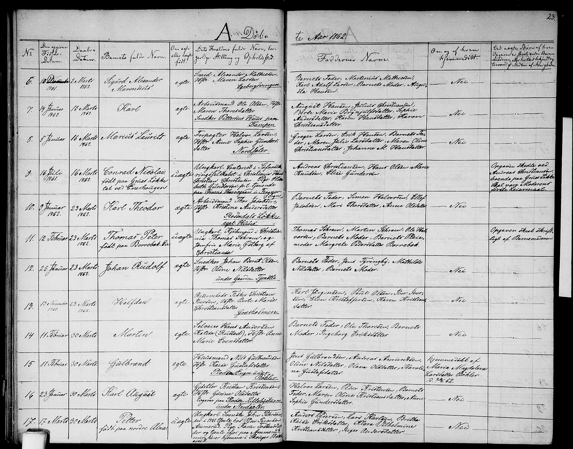 Østre Aker prestekontor Kirkebøker, SAO/A-10840/G/Ga/L0001: Parish register (copy) no. I 1, 1861-1864, p. 23