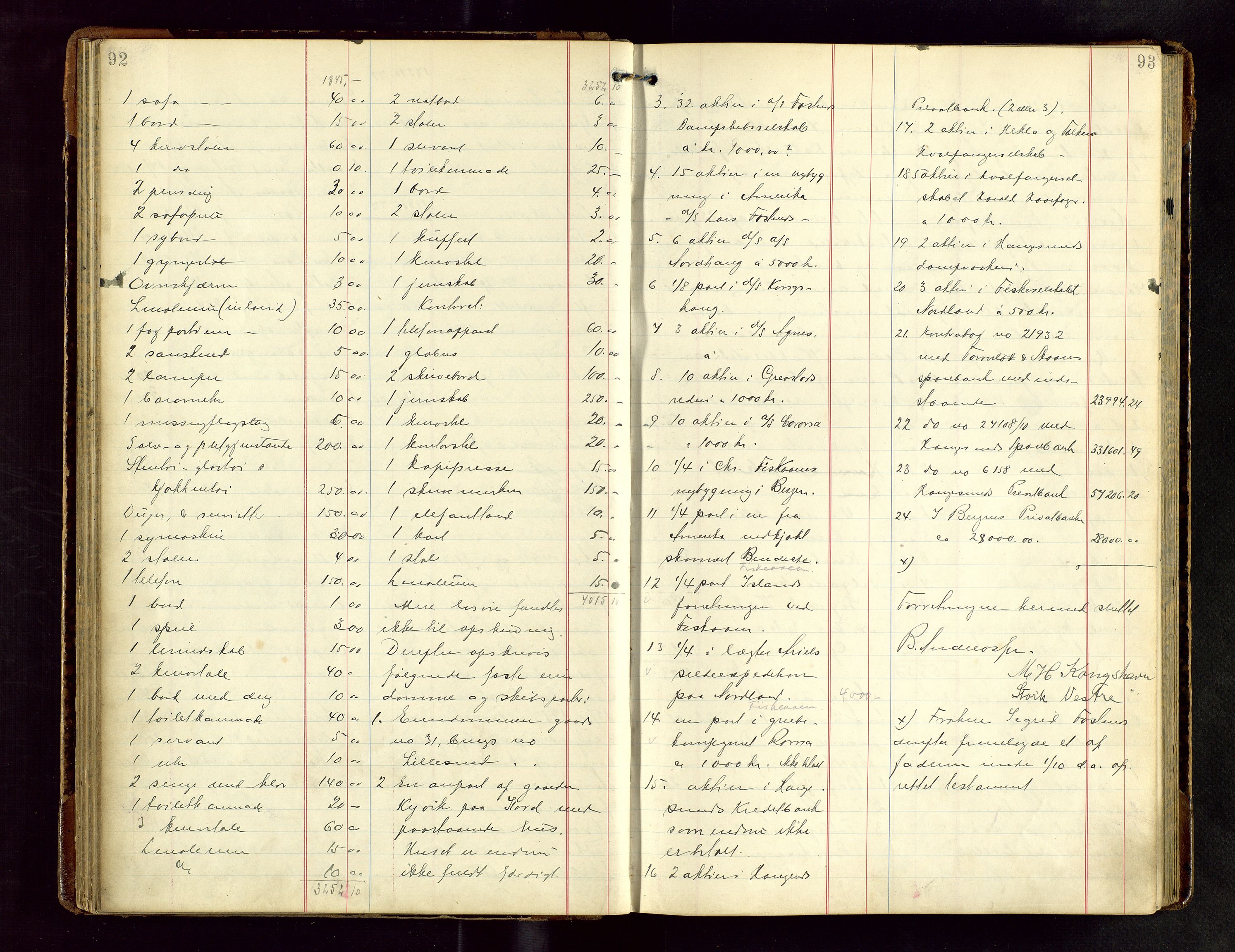 Haugesund tingrett, SAST/A-101415/01/IV/IVB/L0004: Skifteregistreringsprotokoll, med register, 1914-1923, p. 92-93