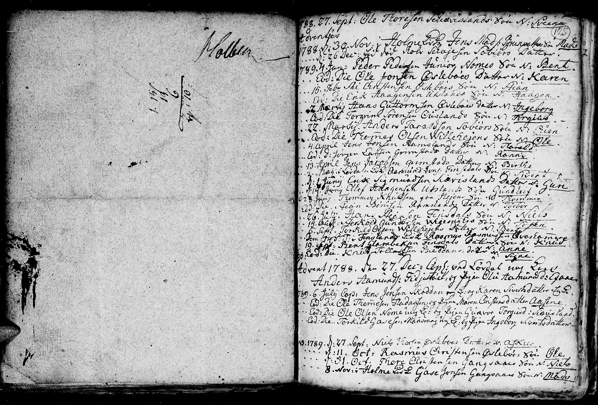 Holum sokneprestkontor, AV/SAK-1111-0022/F/Fb/Fba/L0001: Parish register (copy) no. B 1 /1, 1770-1820, p. 125
