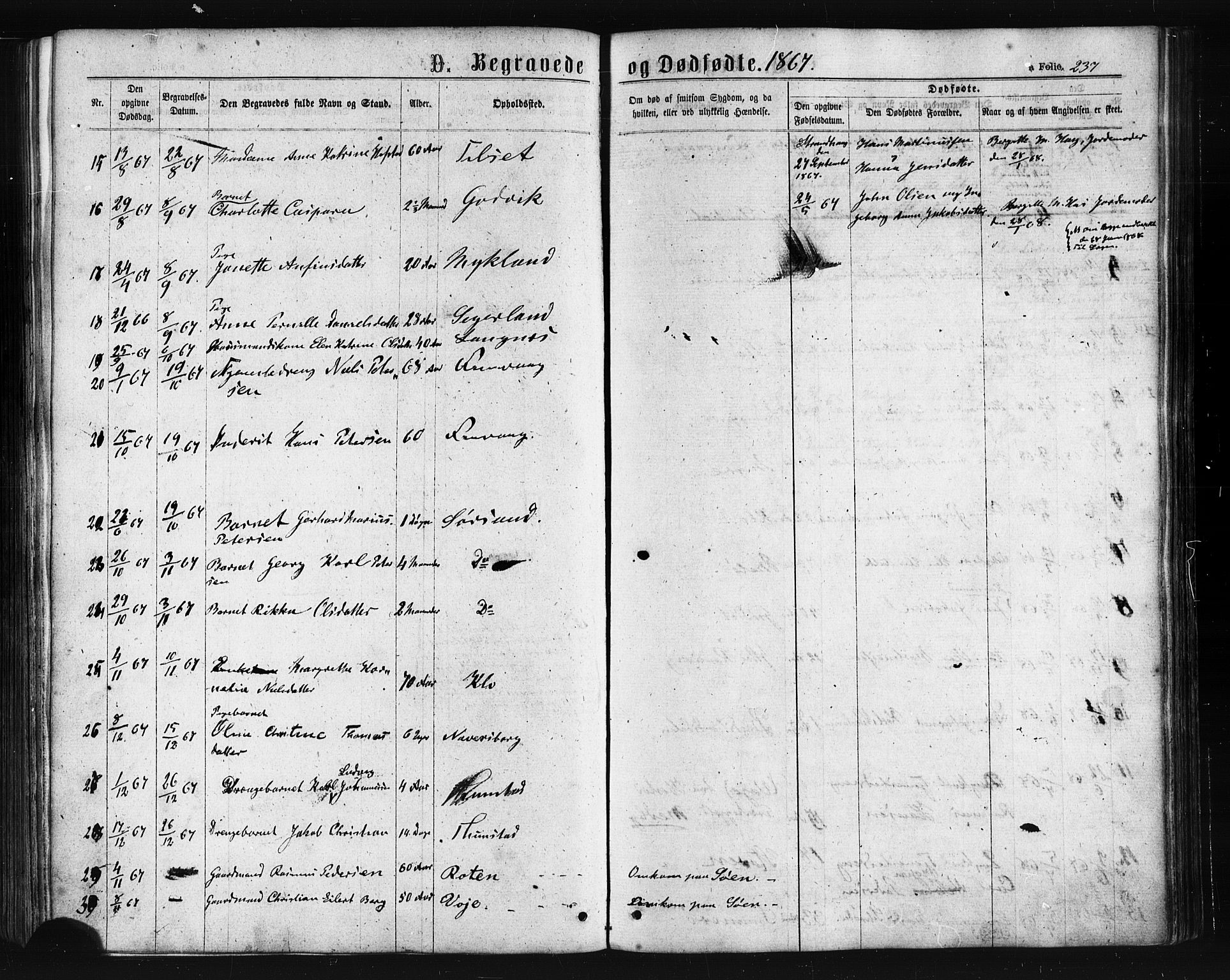 Ministerialprotokoller, klokkerbøker og fødselsregistre - Nordland, AV/SAT-A-1459/893/L1334: Parish register (official) no. 893A07, 1867-1877, p. 237