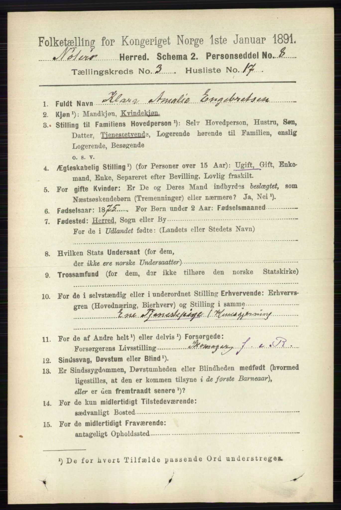 RA, 1891 census for 0722 Nøtterøy, 1891, p. 1646