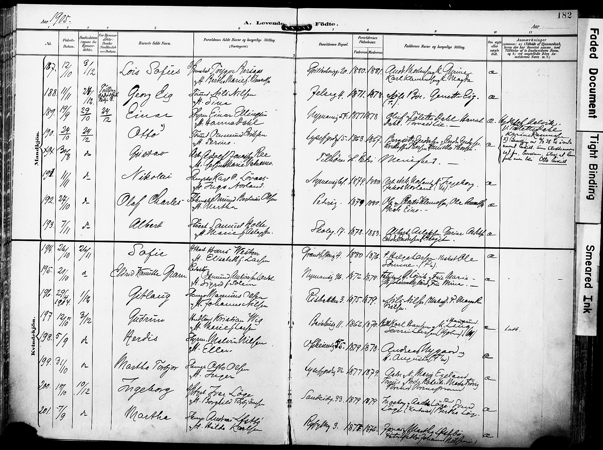 St. Johannes sokneprestkontor, AV/SAST-A-101814/001/30/30BA/L0007: Parish register (official) no. A 7, 1900-1910, p. 182