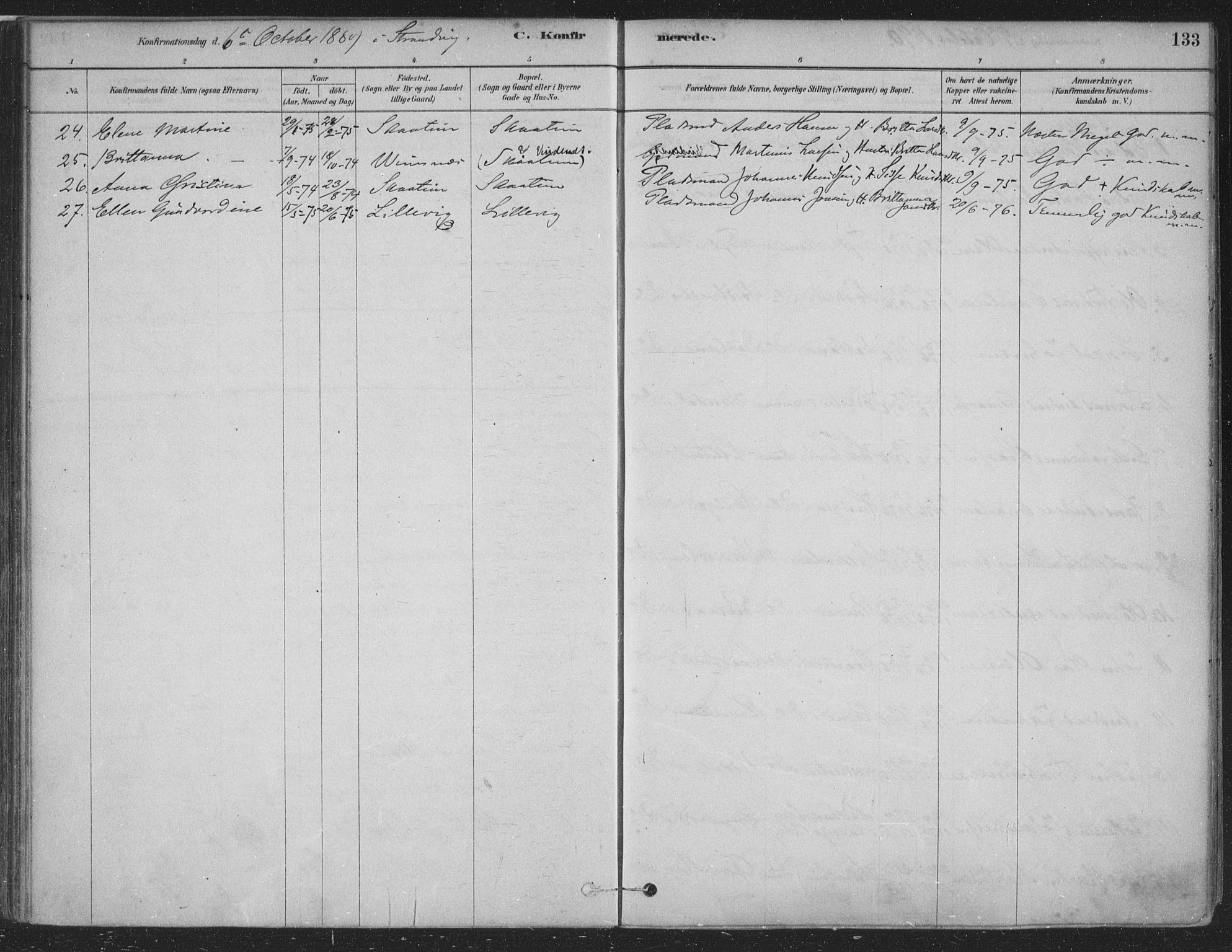 Fusa sokneprestembete, SAB/A-75401/H/Haa: Parish register (official) no. D 1, 1880-1938, p. 133