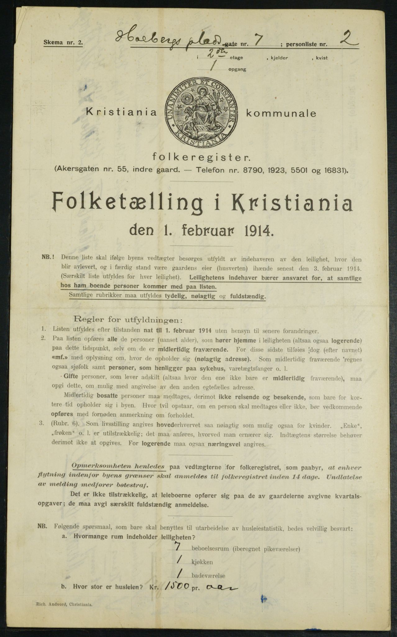 OBA, Municipal Census 1914 for Kristiania, 1914, p. 40677