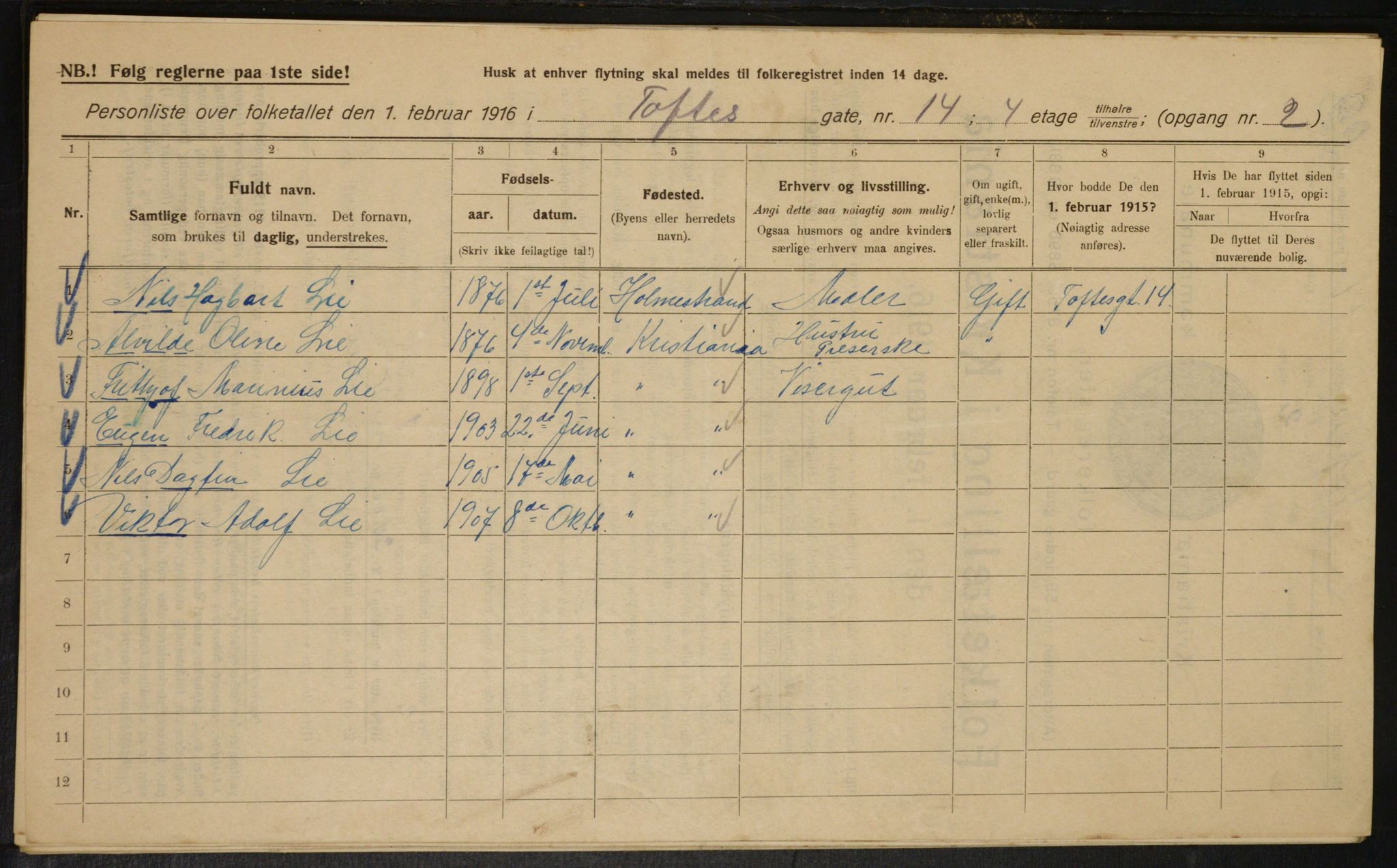 OBA, Municipal Census 1916 for Kristiania, 1916, p. 114782