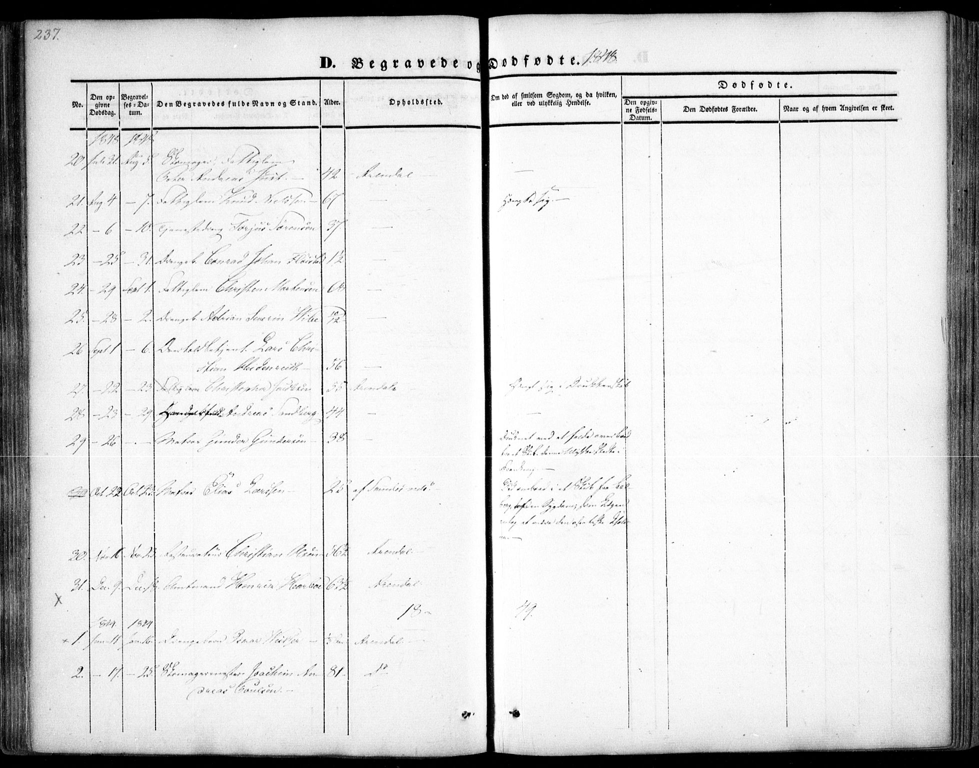 Arendal sokneprestkontor, Trefoldighet, AV/SAK-1111-0040/F/Fa/L0005: Parish register (official) no. A 5, 1838-1854, p. 237