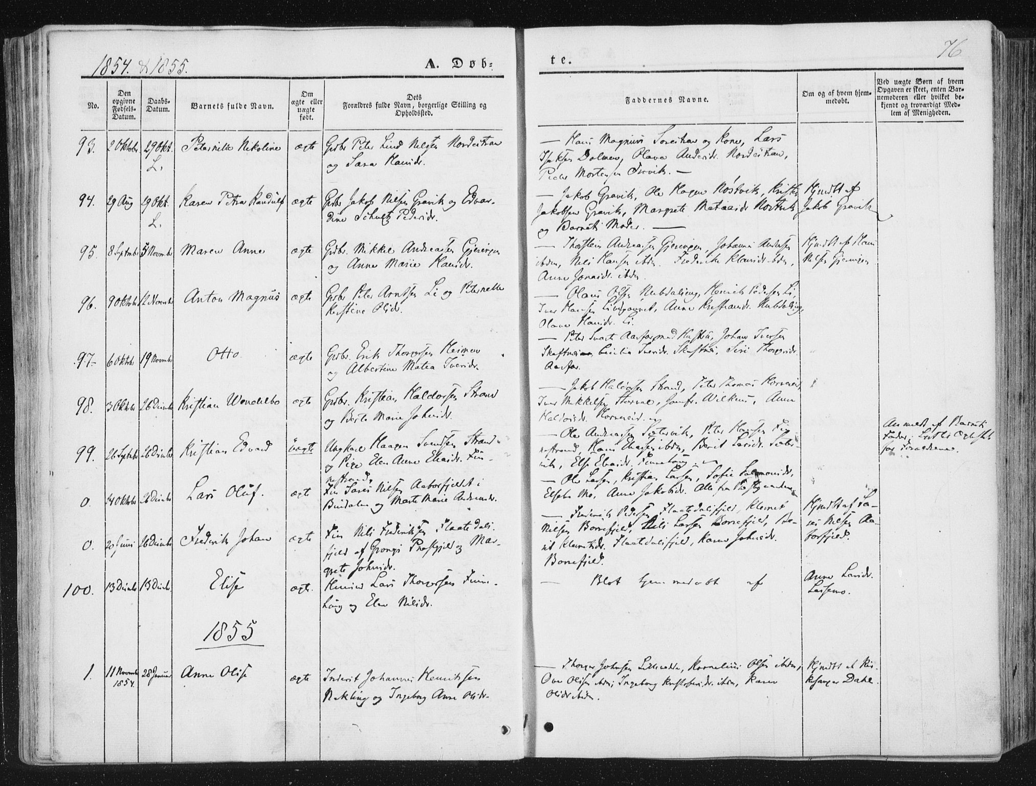 Ministerialprotokoller, klokkerbøker og fødselsregistre - Nord-Trøndelag, SAT/A-1458/780/L0640: Parish register (official) no. 780A05, 1845-1856, p. 76