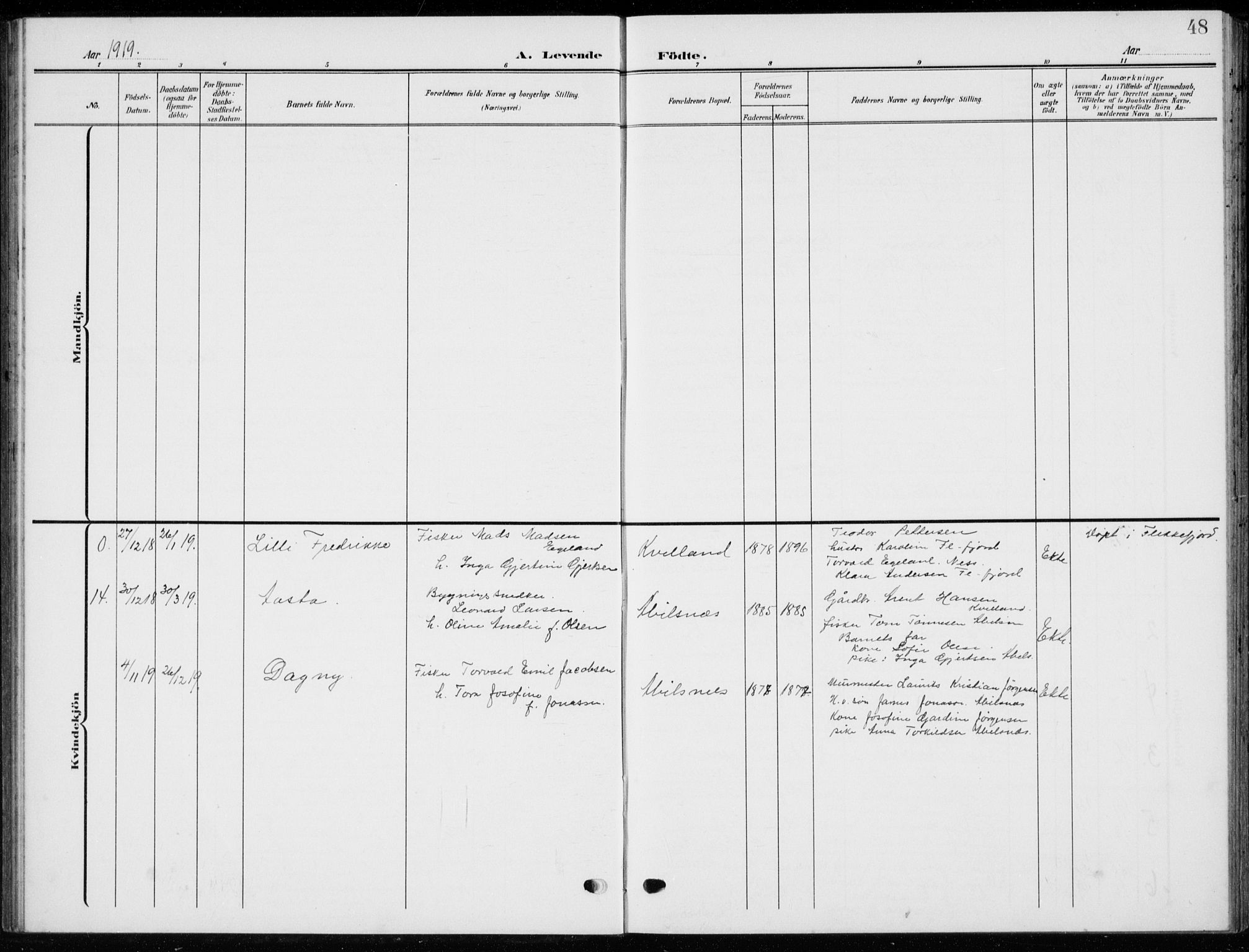 Flekkefjord sokneprestkontor, AV/SAK-1111-0012/F/Fb/Fbb/L0005: Parish register (copy) no. B 5, 1908-1927, p. 48