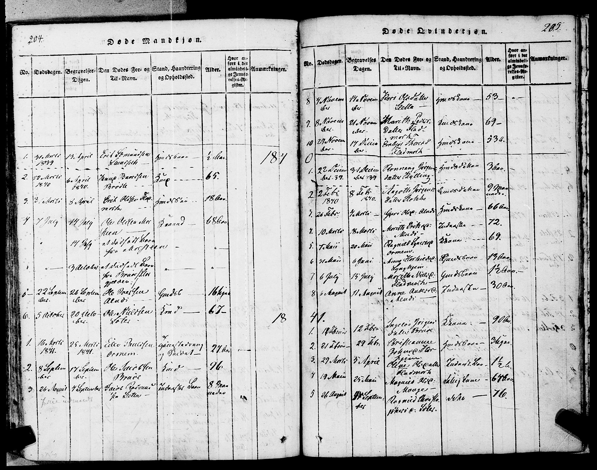 Ministerialprotokoller, klokkerbøker og fødselsregistre - Møre og Romsdal, SAT/A-1454/546/L0593: Parish register (official) no. 546A01, 1818-1853, p. 204-205