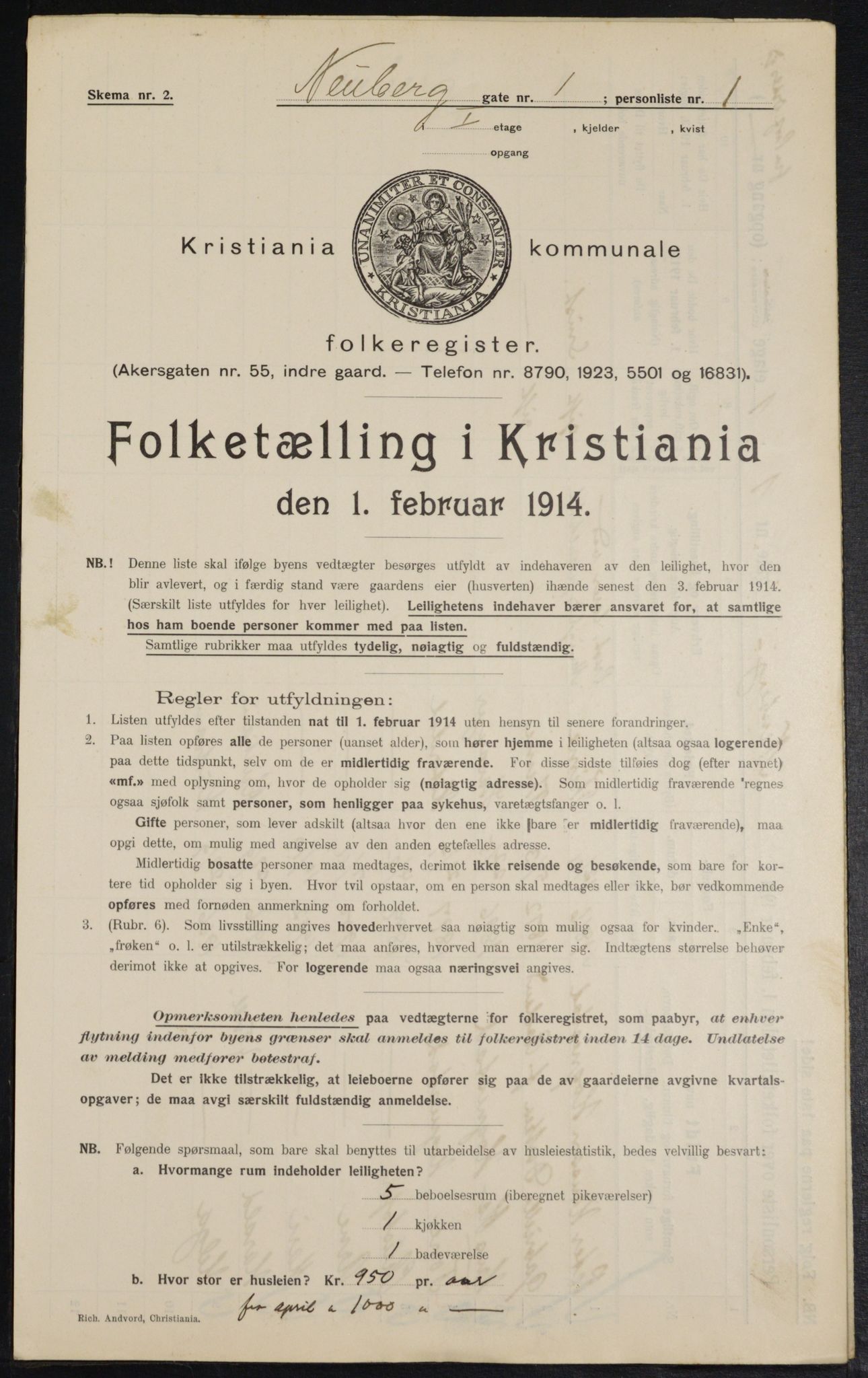 OBA, Municipal Census 1914 for Kristiania, 1914, p. 69654