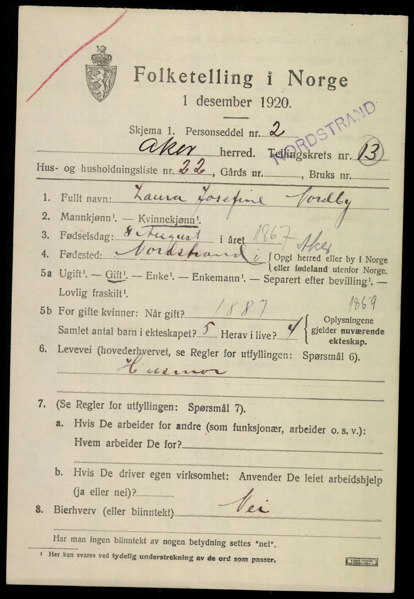 SAO, 1920 census for Aker, 1920, p. 77544