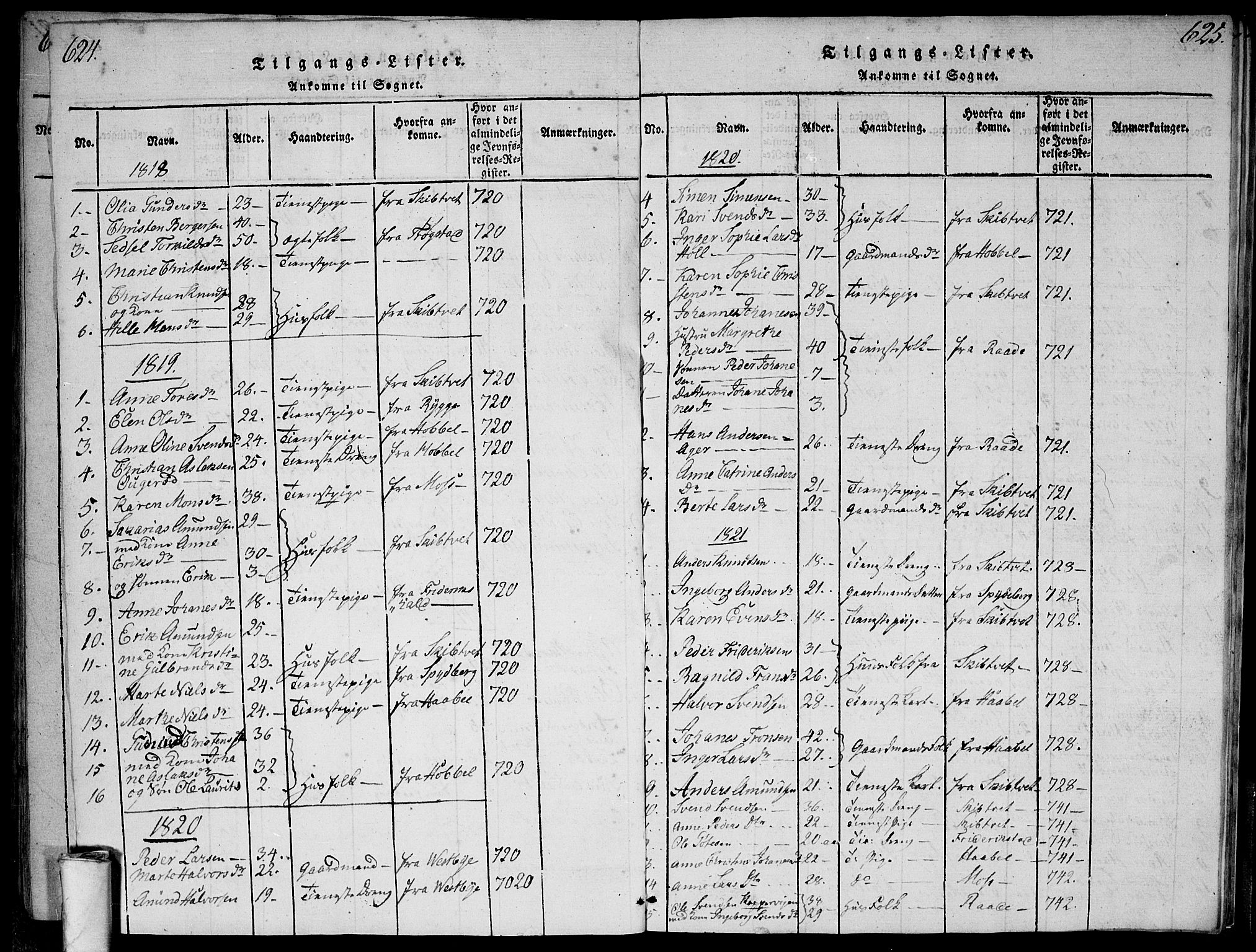 Våler prestekontor Kirkebøker, SAO/A-11083/G/Ga/L0001: Parish register (copy) no. I 1, 1815-1839, p. 624-625