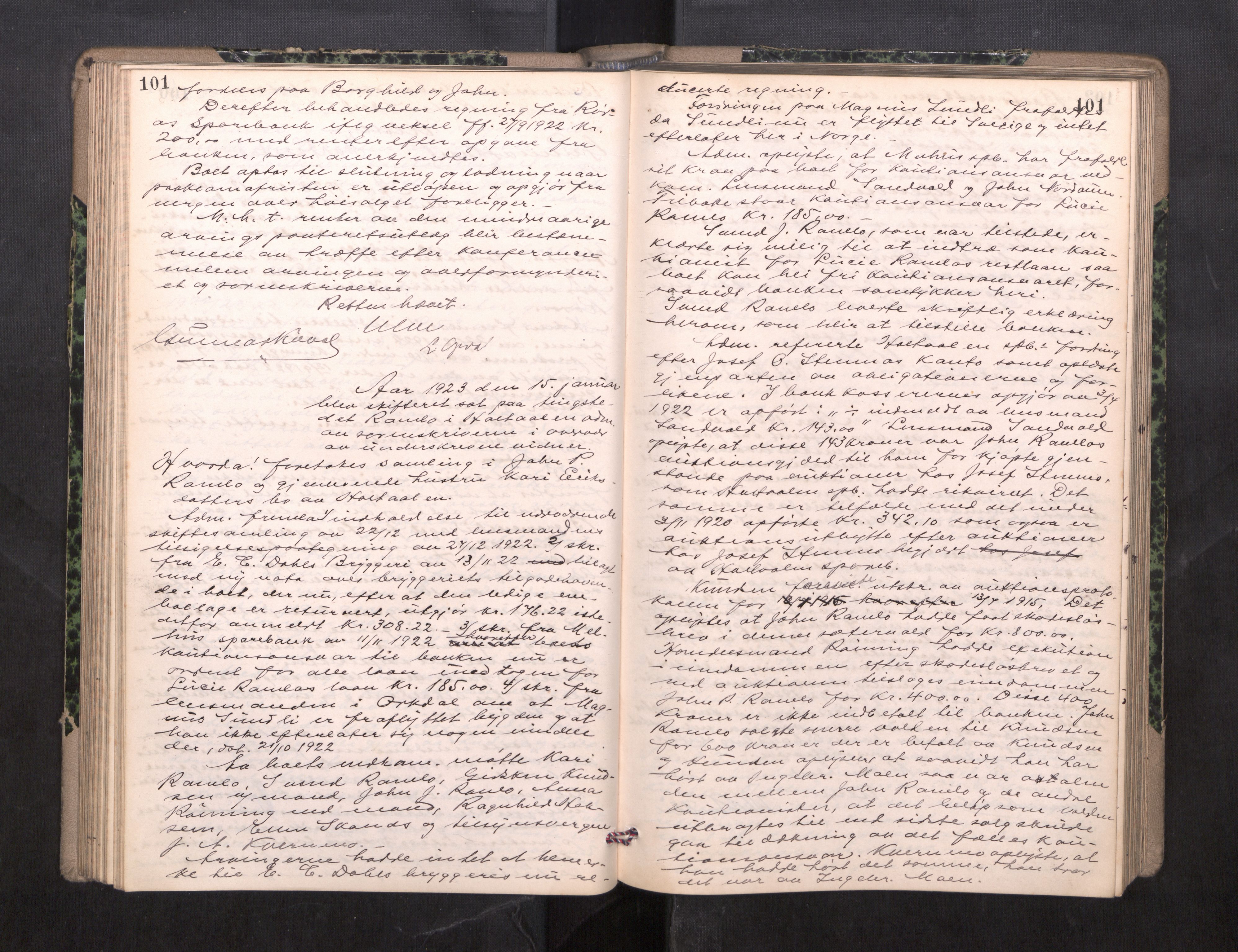 Gauldal sorenskriveri, AV/SAT-A-0014/1/3/3B/L0009: Skiftebehandlingsprotokoll, 1920-1926, p. 101