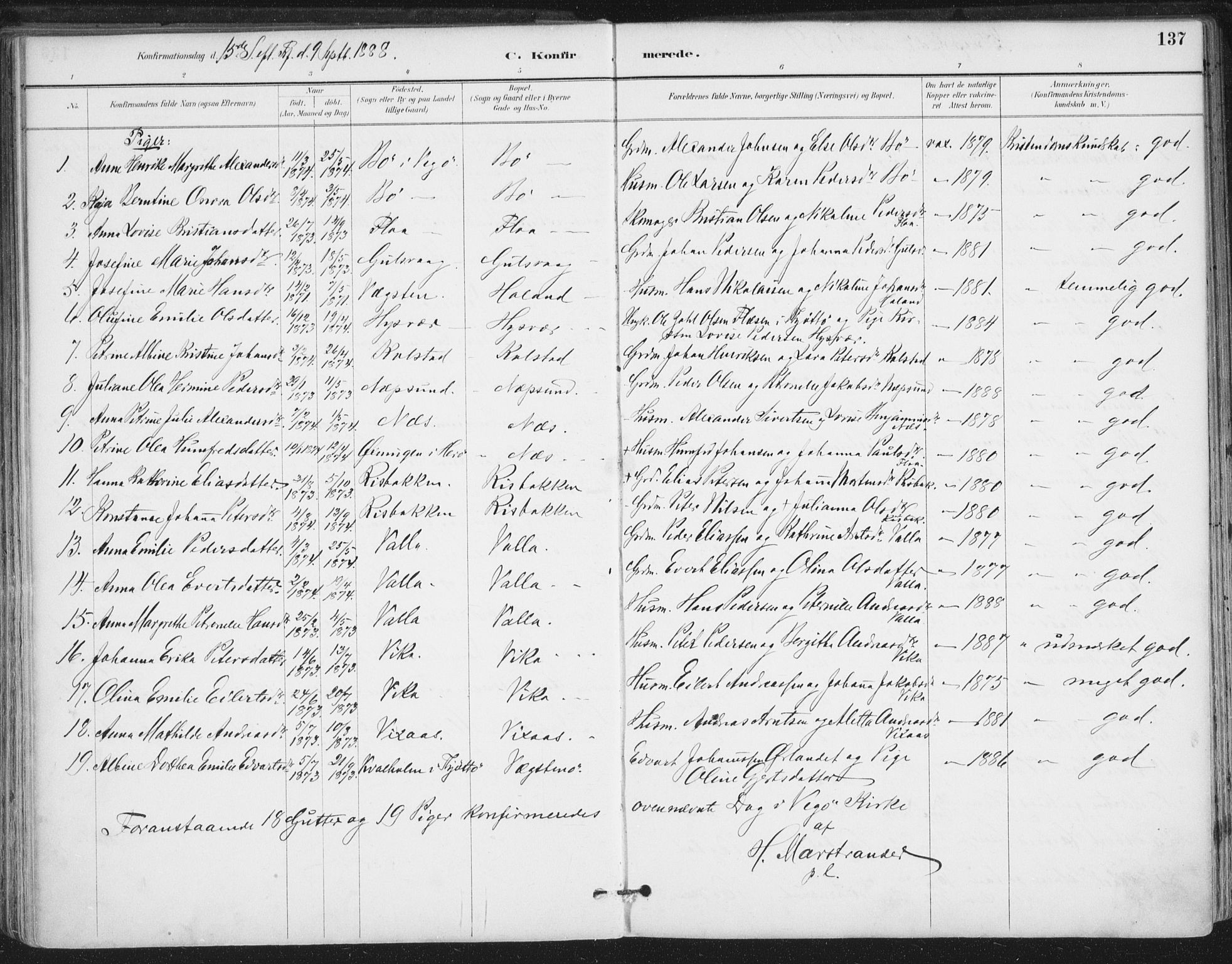 Ministerialprotokoller, klokkerbøker og fødselsregistre - Nordland, AV/SAT-A-1459/816/L0244: Parish register (official) no. 816A10, 1886-1903, p. 137