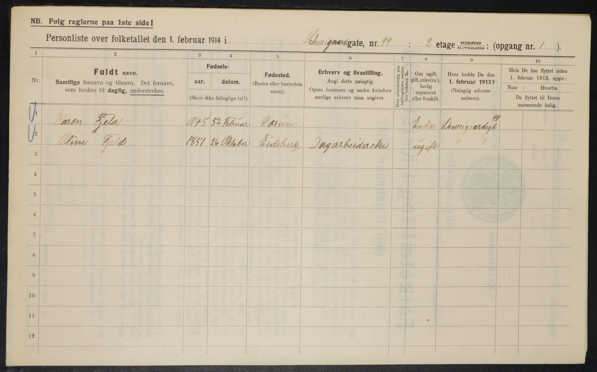 OBA, Municipal Census 1914 for Kristiania, 1914, p. 92467