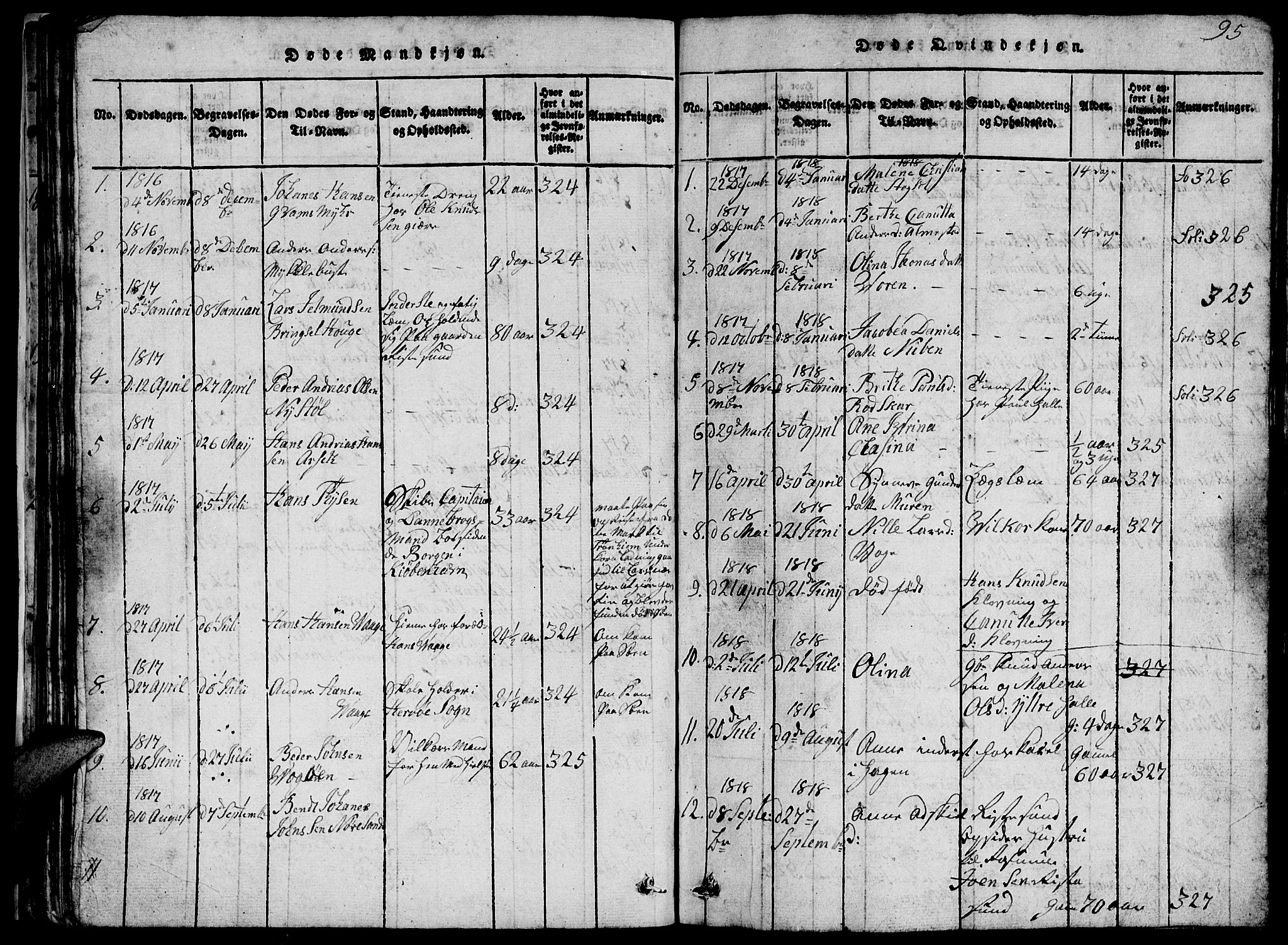 Ministerialprotokoller, klokkerbøker og fødselsregistre - Møre og Romsdal, SAT/A-1454/503/L0046: Parish register (copy) no. 503C01, 1816-1842, p. 95