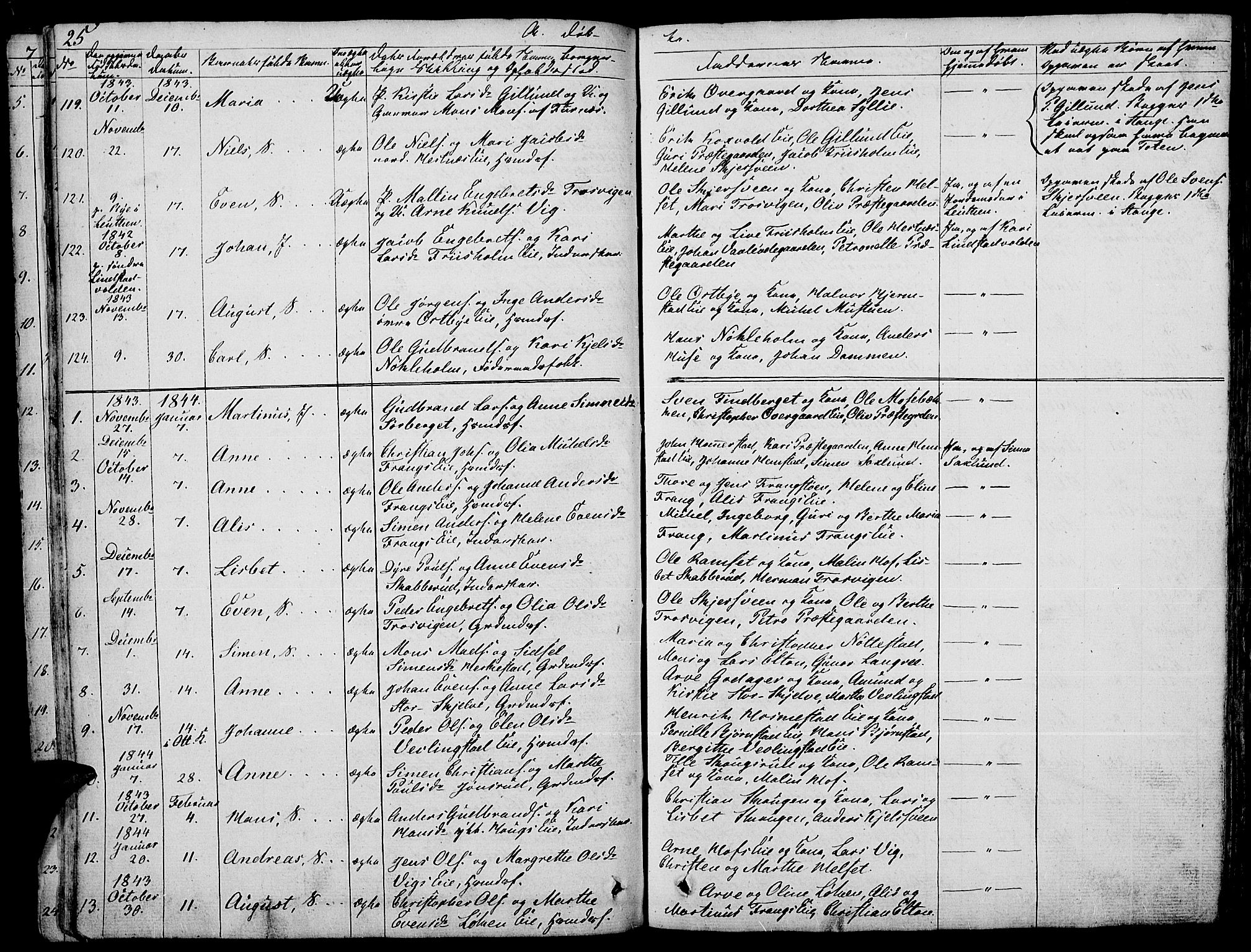 Stange prestekontor, AV/SAH-PREST-002/L/L0003: Parish register (copy) no. 3, 1840-1864, p. 25