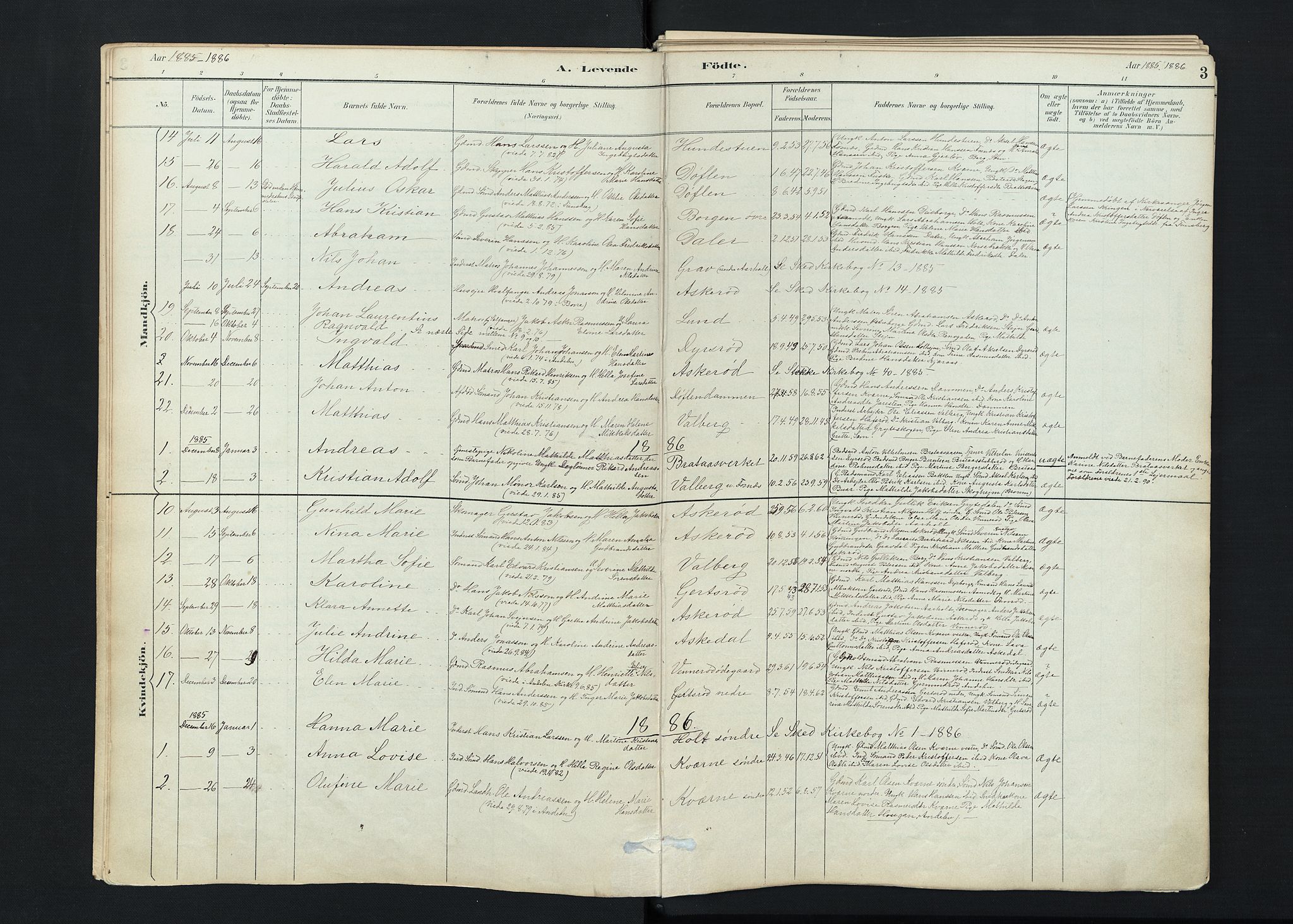Stokke kirkebøker, SAKO/A-320/F/Fc/L0001: Parish register (official) no. III 1, 1884-1910, p. 3