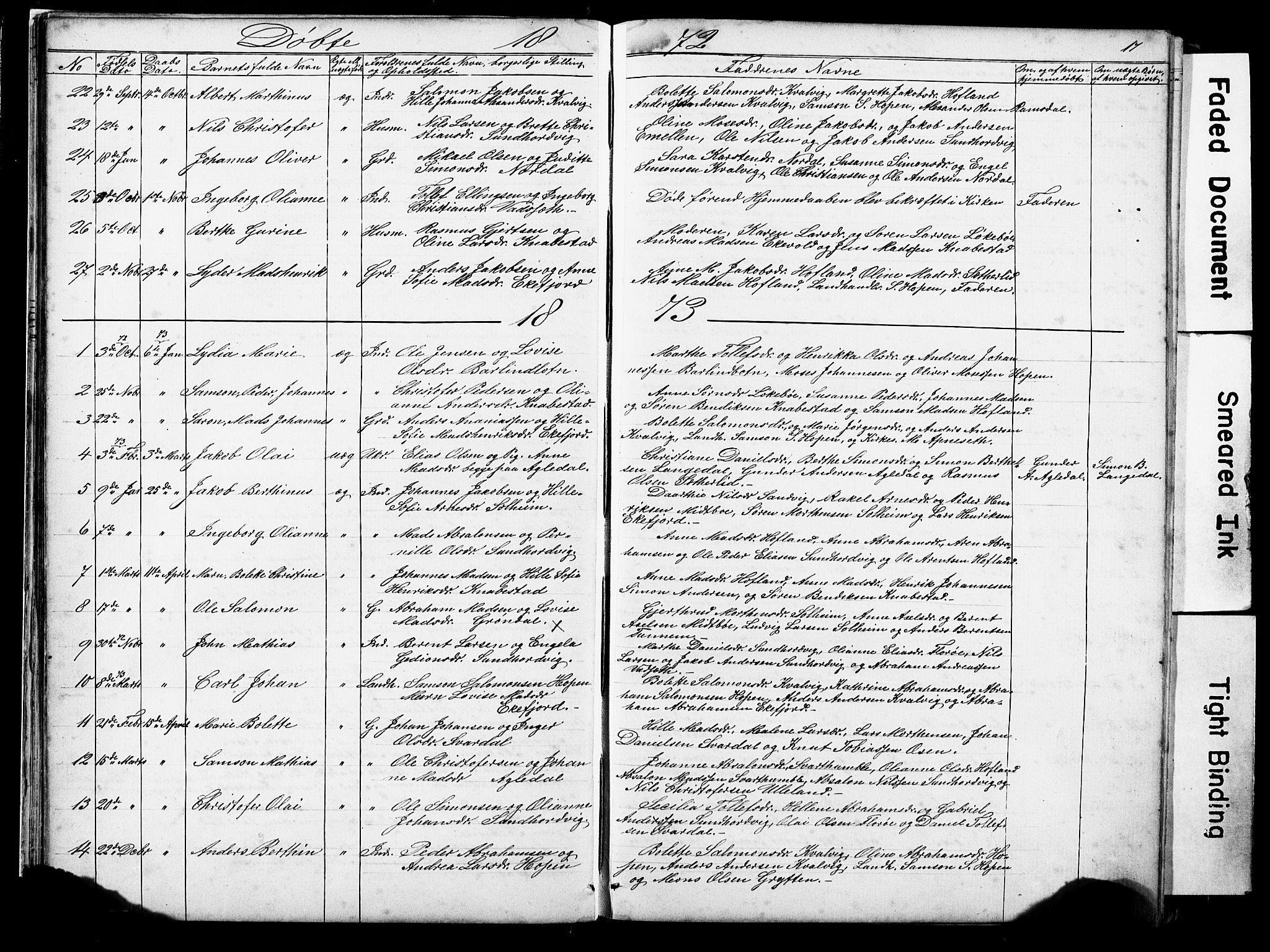 Kinn sokneprestembete, AV/SAB-A-80801/H/Hab/Habe/L0001: Parish register (copy) no. E 1, 1864-1899, p. 17