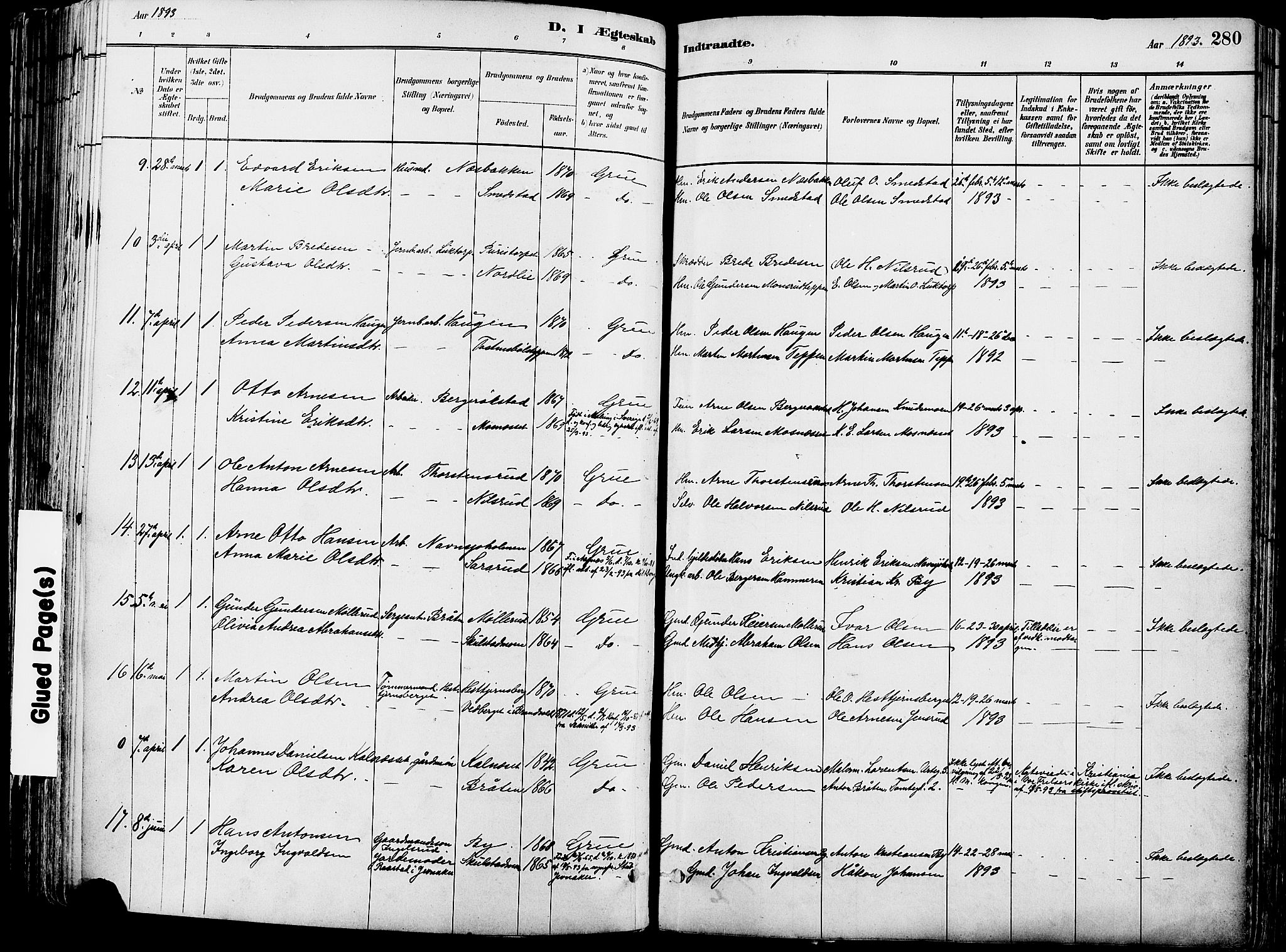 Grue prestekontor, AV/SAH-PREST-036/H/Ha/Haa/L0012: Parish register (official) no. 12, 1881-1897, p. 280