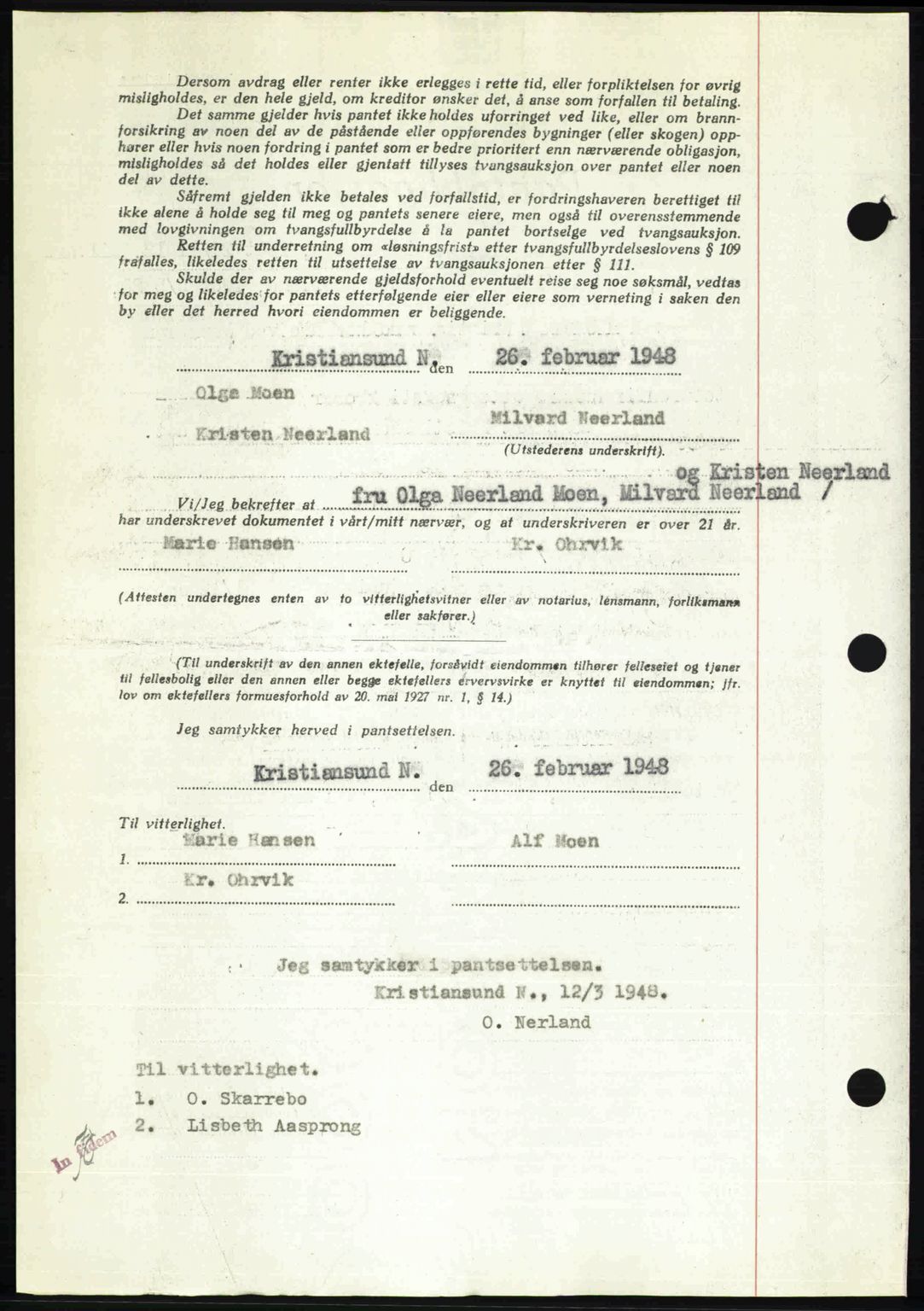 Kristiansund byfogd, AV/SAT-A-4587/A/27: Mortgage book no. 44, 1947-1948, Diary no: : 368/1948