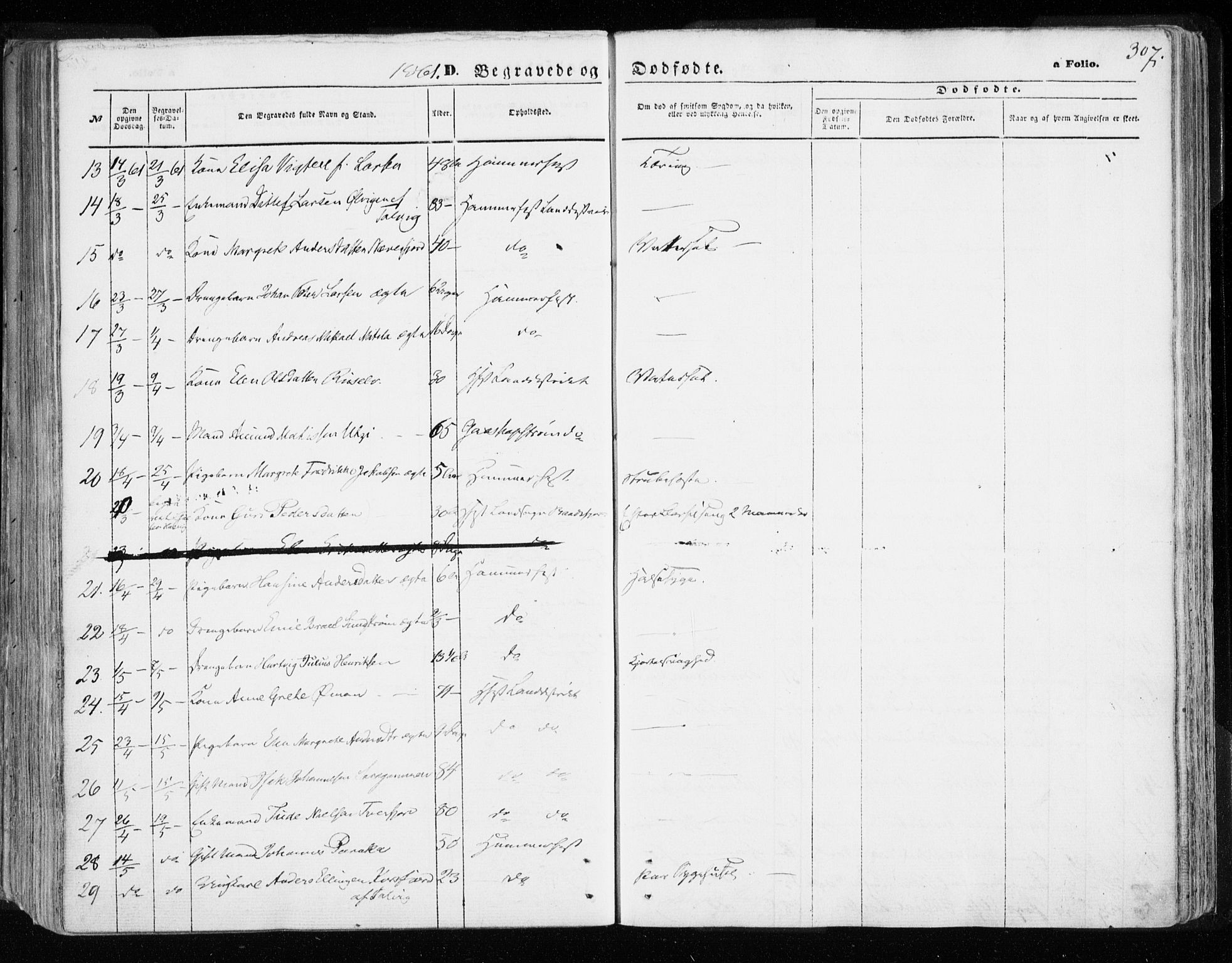 Hammerfest sokneprestkontor, AV/SATØ-S-1347/H/Ha/L0005.kirke: Parish register (official) no. 5, 1857-1869, p. 307