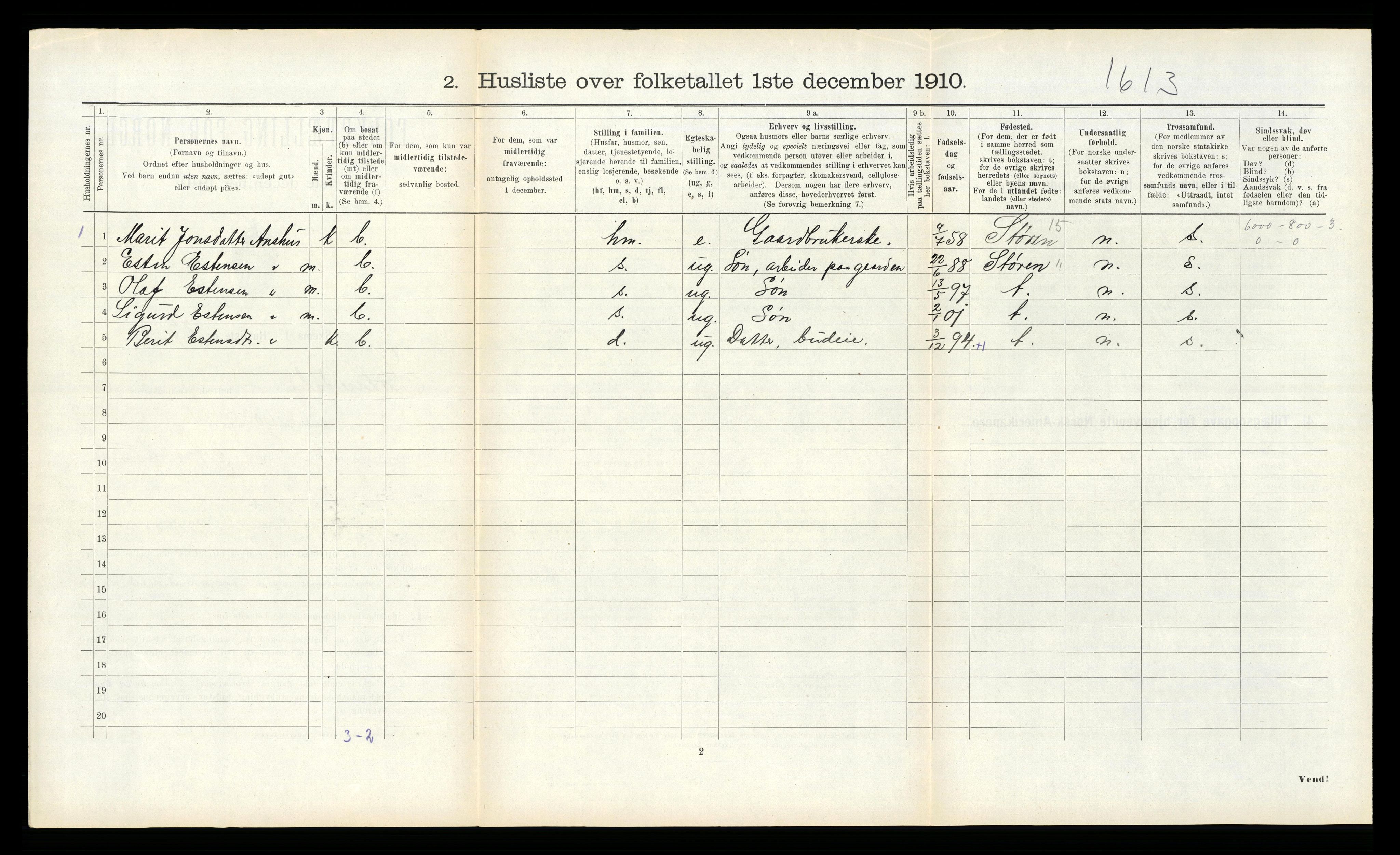 RA, 1910 census for Soknedal, 1910, p. 518