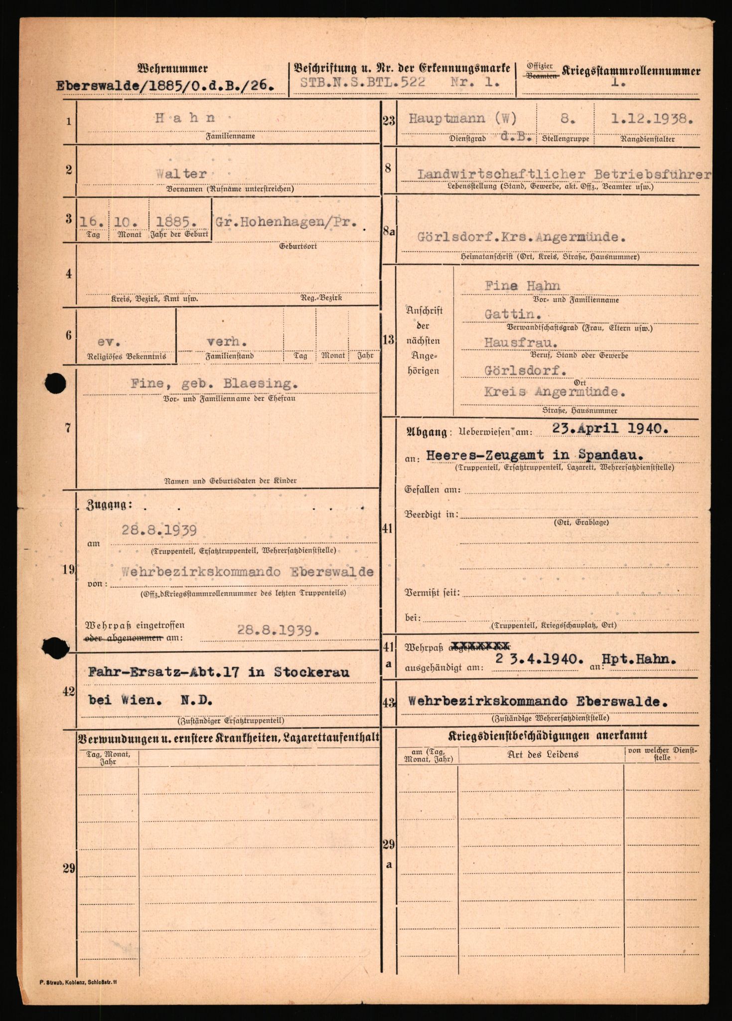 Forsvarets Overkommando. 2 kontor. Arkiv 11.4. Spredte tyske arkivsaker, AV/RA-RAFA-7031/D/Dar/Dara/L0018: Personalbøker, 1940-1945, p. 621