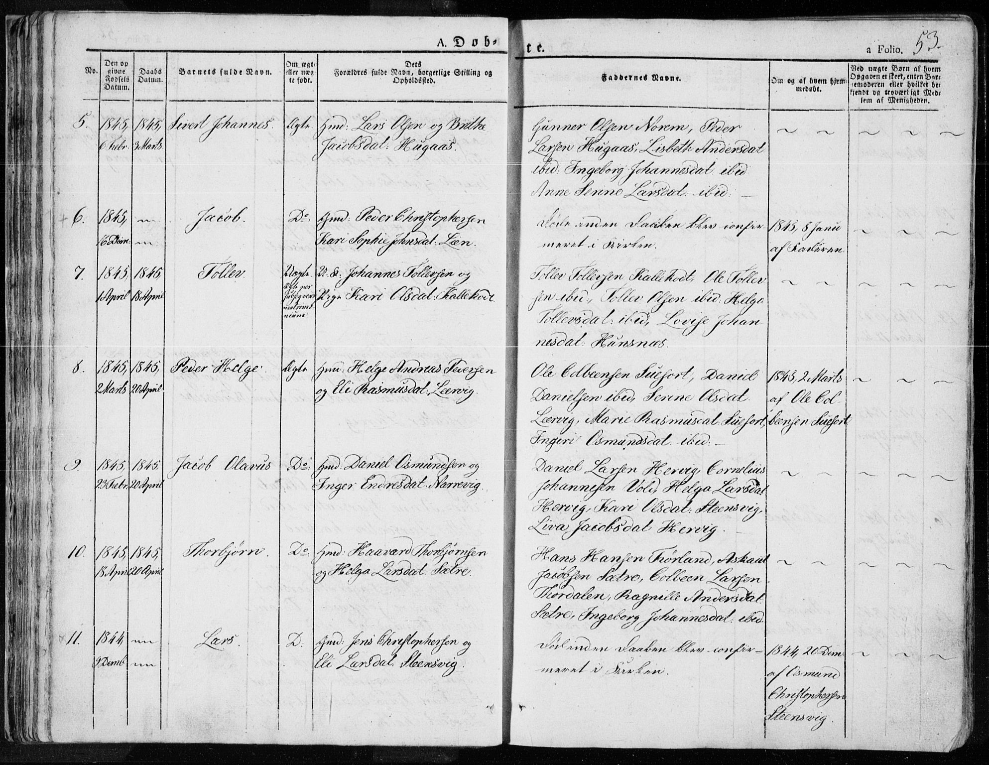 Tysvær sokneprestkontor, SAST/A -101864/H/Ha/Haa/L0001: Parish register (official) no. A 1.1, 1831-1856, p. 53