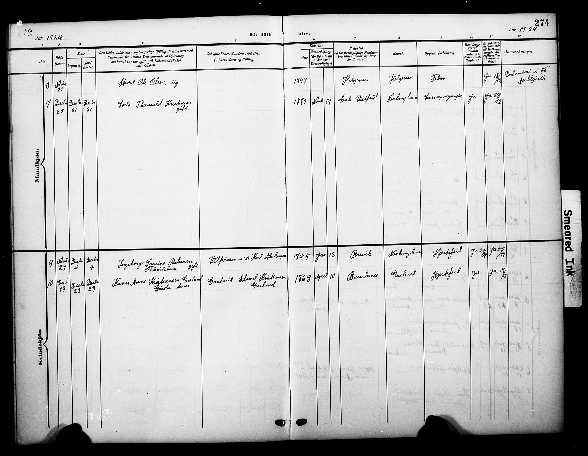 Brunlanes kirkebøker, AV/SAKO-A-342/G/Gb/L0003: Parish register (copy) no. II 3, 1903-1928, p. 274