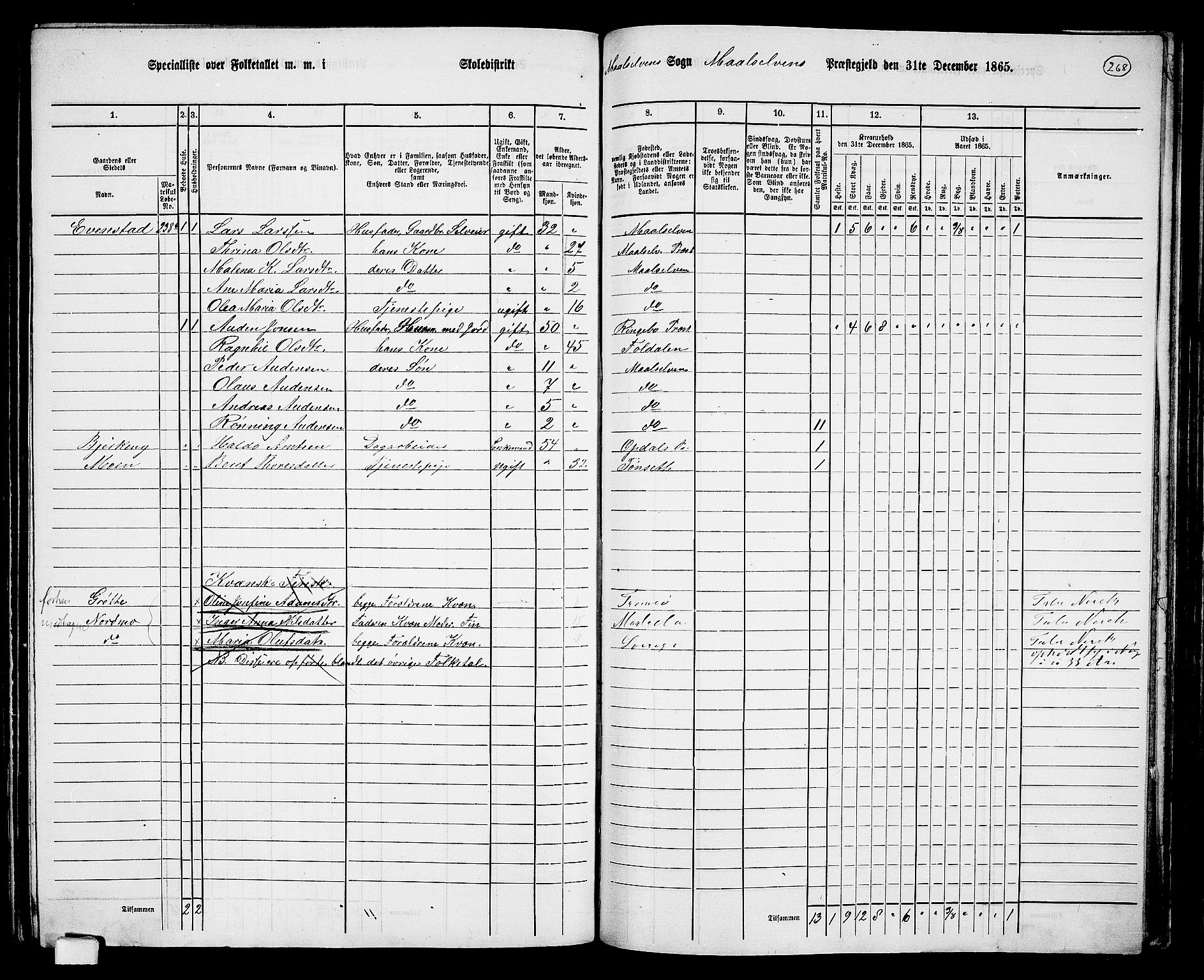 RA, 1865 census for Målselv, 1865, p. 94