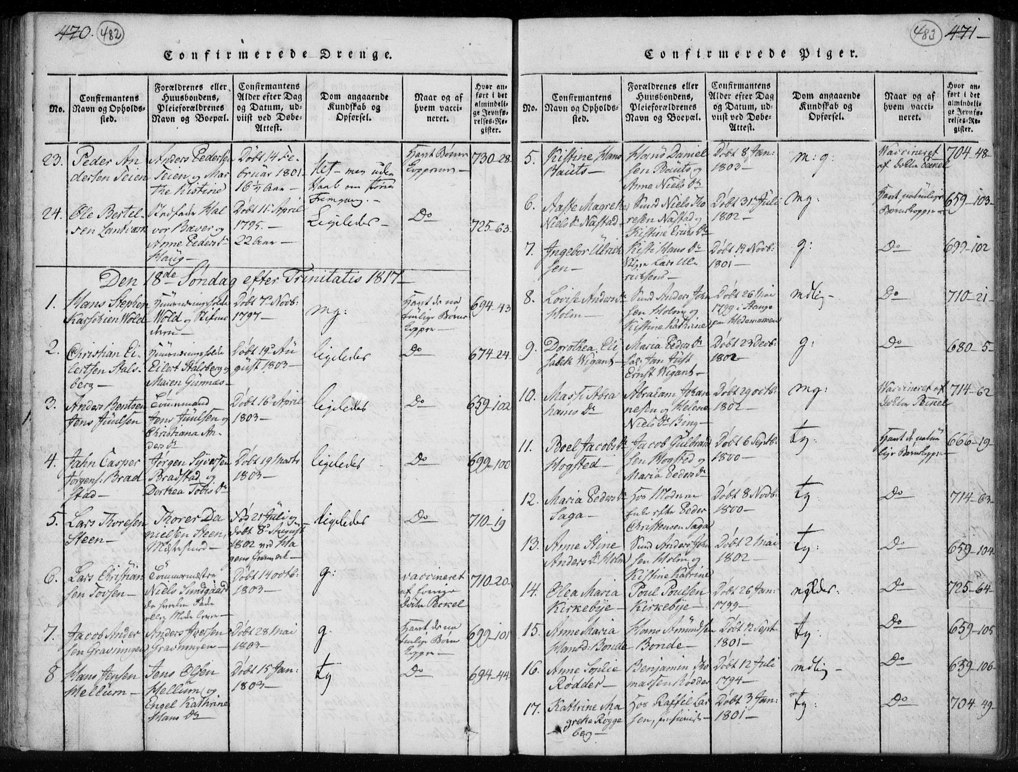 Kongsberg kirkebøker, AV/SAKO-A-22/F/Fa/L0008: Parish register (official) no. I 8, 1816-1839, p. 482-483