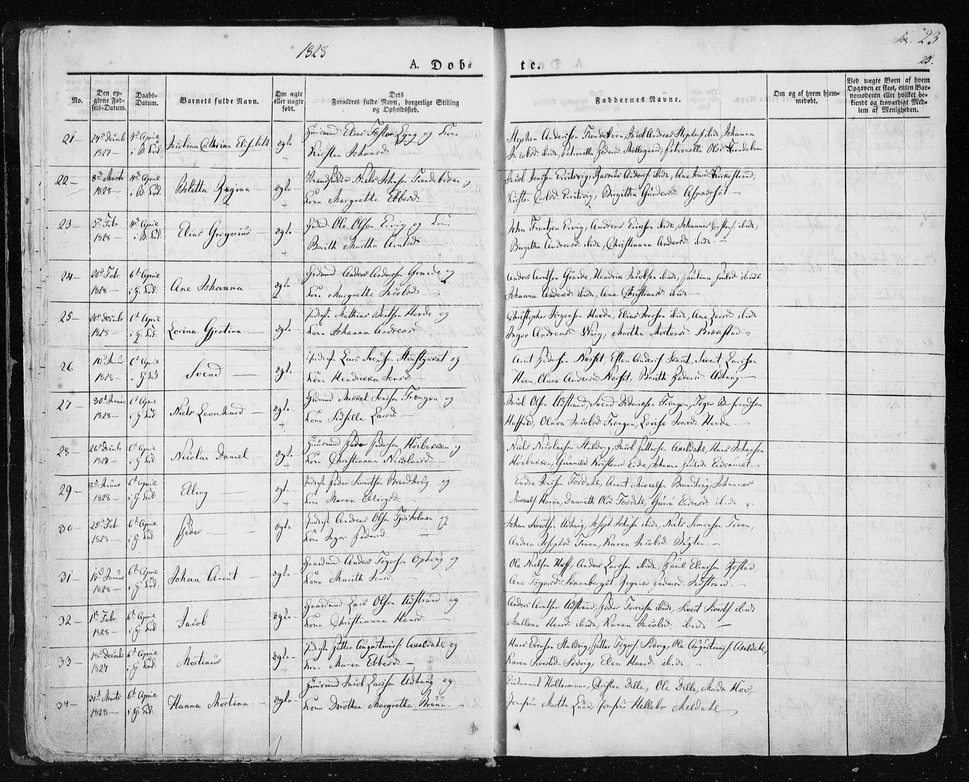 Ministerialprotokoller, klokkerbøker og fødselsregistre - Sør-Trøndelag, SAT/A-1456/659/L0735: Parish register (official) no. 659A05, 1826-1841, p. 23