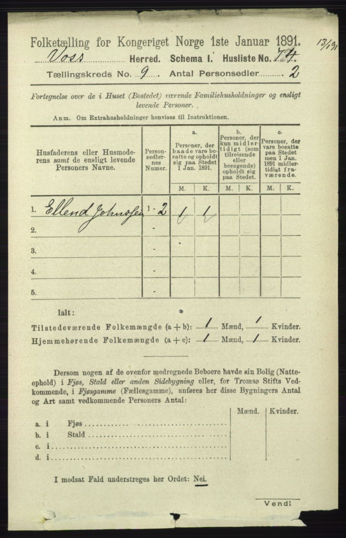 RA, 1891 census for 1235 Voss, 1891, p. 4717