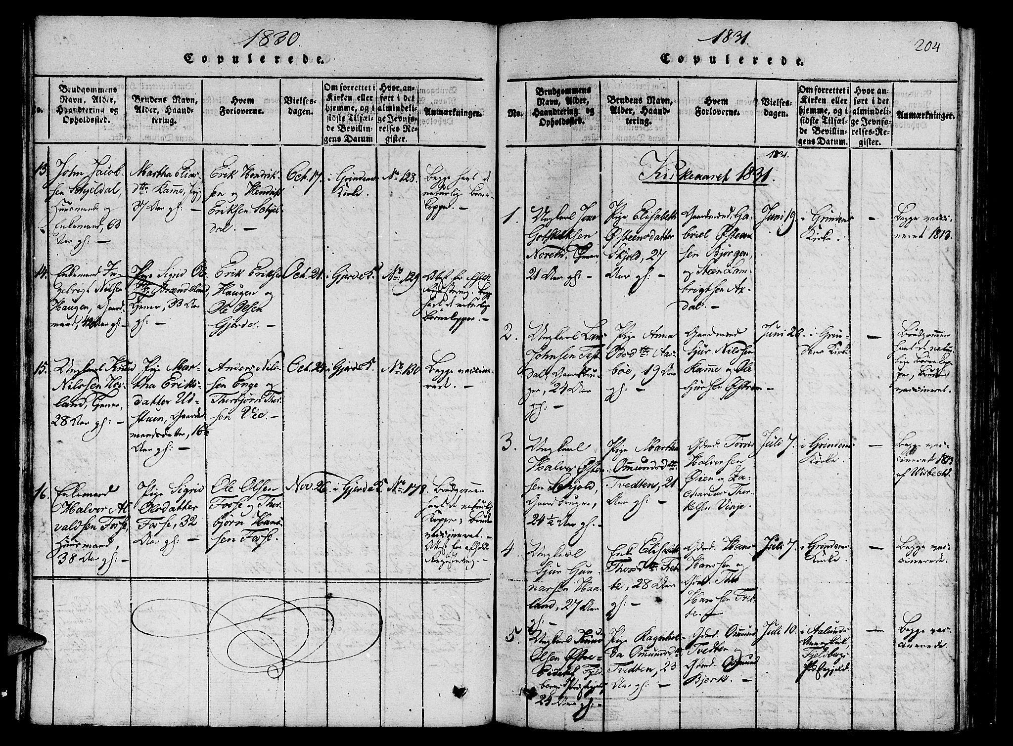 Etne sokneprestembete, SAB/A-75001/H/Haa: Parish register (official) no. A 6, 1815-1831, p. 204