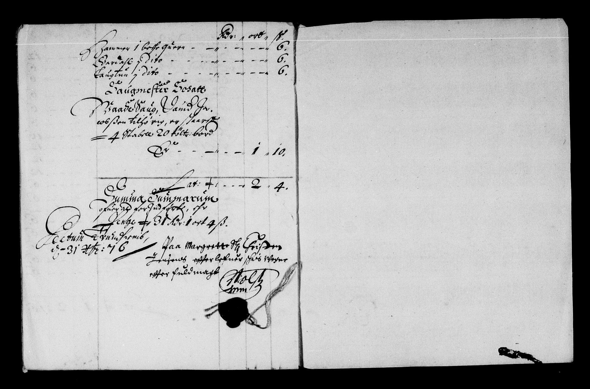 Rentekammeret inntil 1814, Reviderte regnskaper, Stiftamtstueregnskaper, Trondheim stiftamt og Nordland amt, AV/RA-EA-6044/R/Rd/L0044: Trondheim stiftamt, 1671-1676