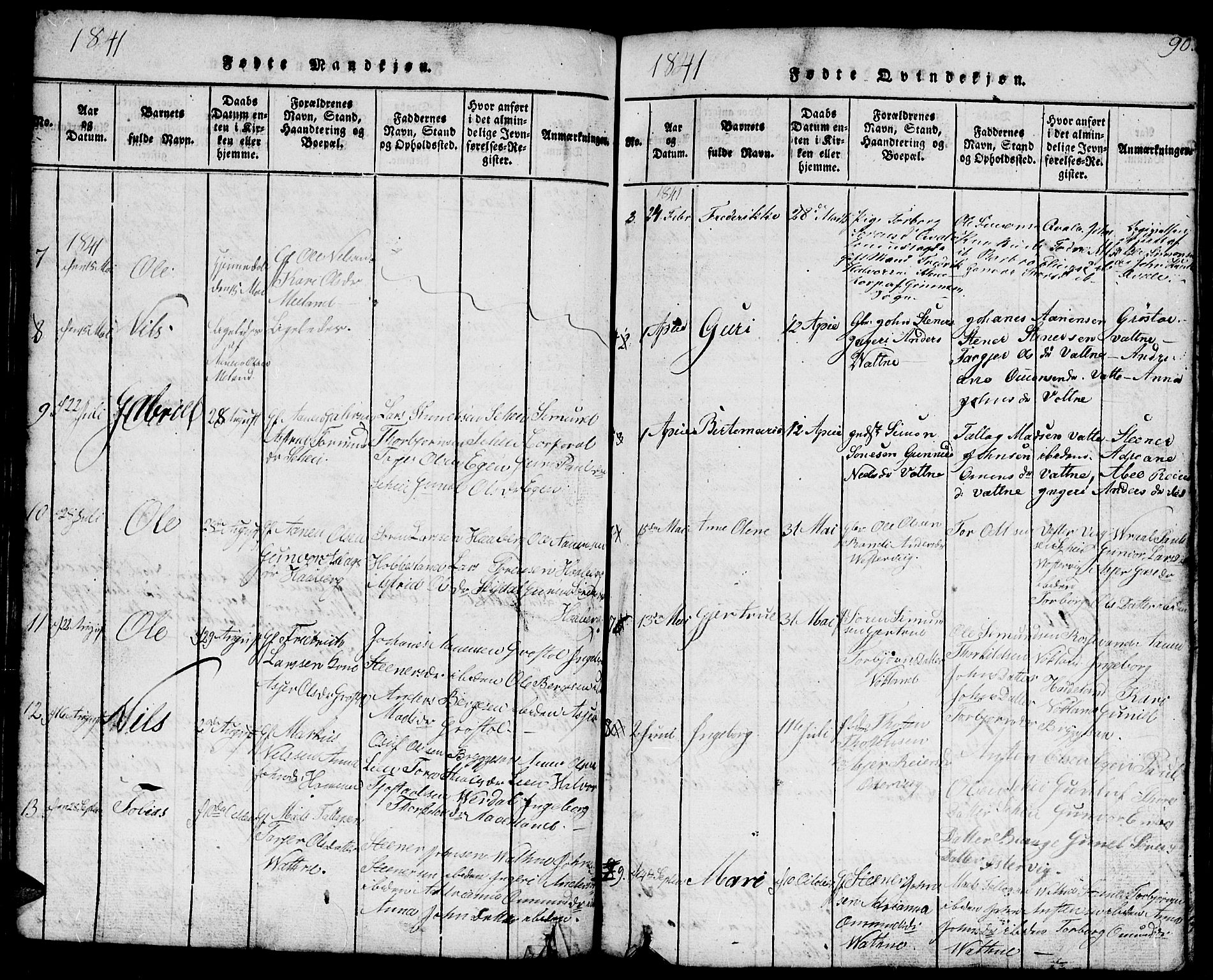 Hægebostad sokneprestkontor, SAK/1111-0024/F/Fb/Fbb/L0001: Parish register (copy) no. B 1, 1816-1850, p. 90