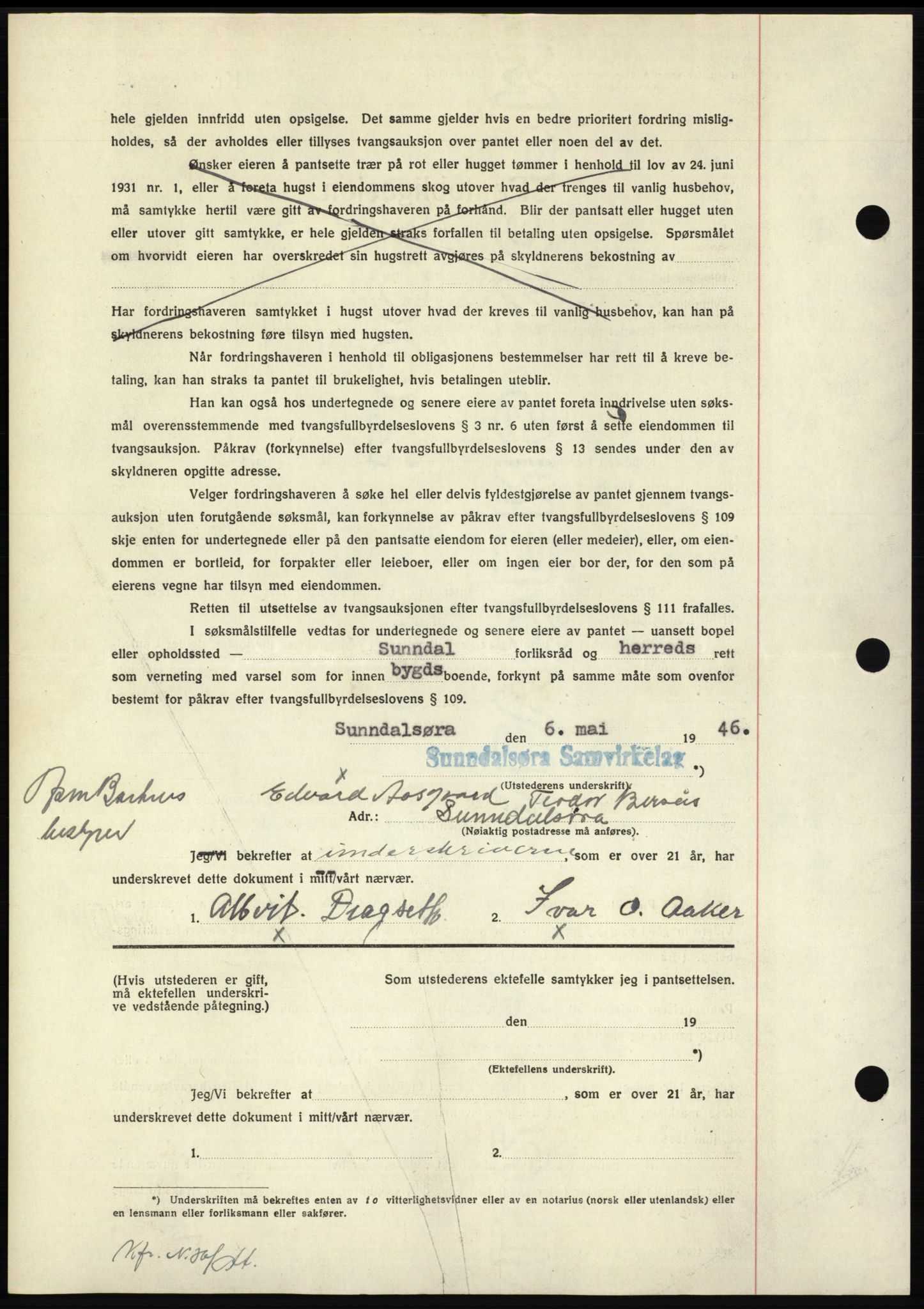 Nordmøre sorenskriveri, AV/SAT-A-4132/1/2/2Ca: Mortgage book no. B94, 1946-1946, Diary no: : 987/1946