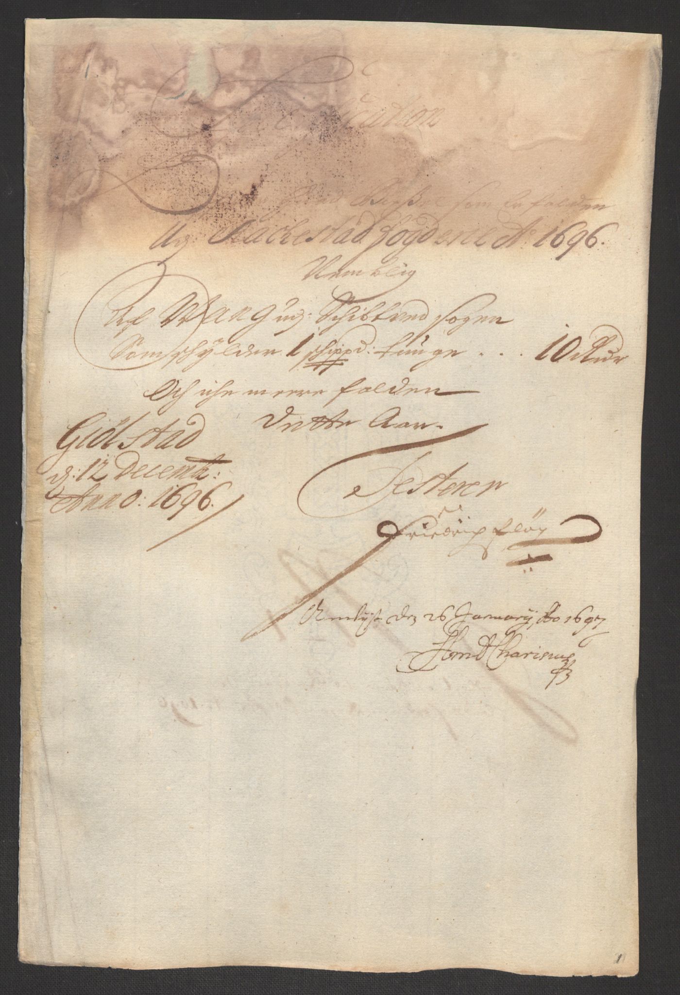 Rentekammeret inntil 1814, Reviderte regnskaper, Fogderegnskap, AV/RA-EA-4092/R07/L0286: Fogderegnskap Rakkestad, Heggen og Frøland, 1696, p. 27