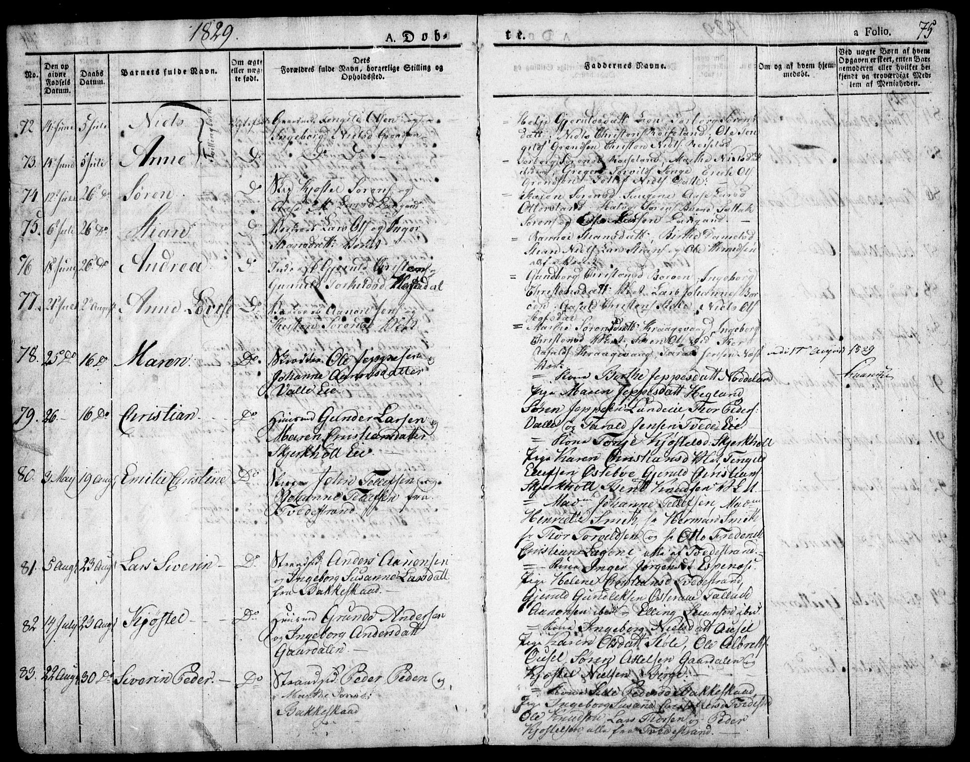 Holt sokneprestkontor, AV/SAK-1111-0021/F/Fa/L0006: Parish register (official) no. A 6, 1820-1835, p. 75