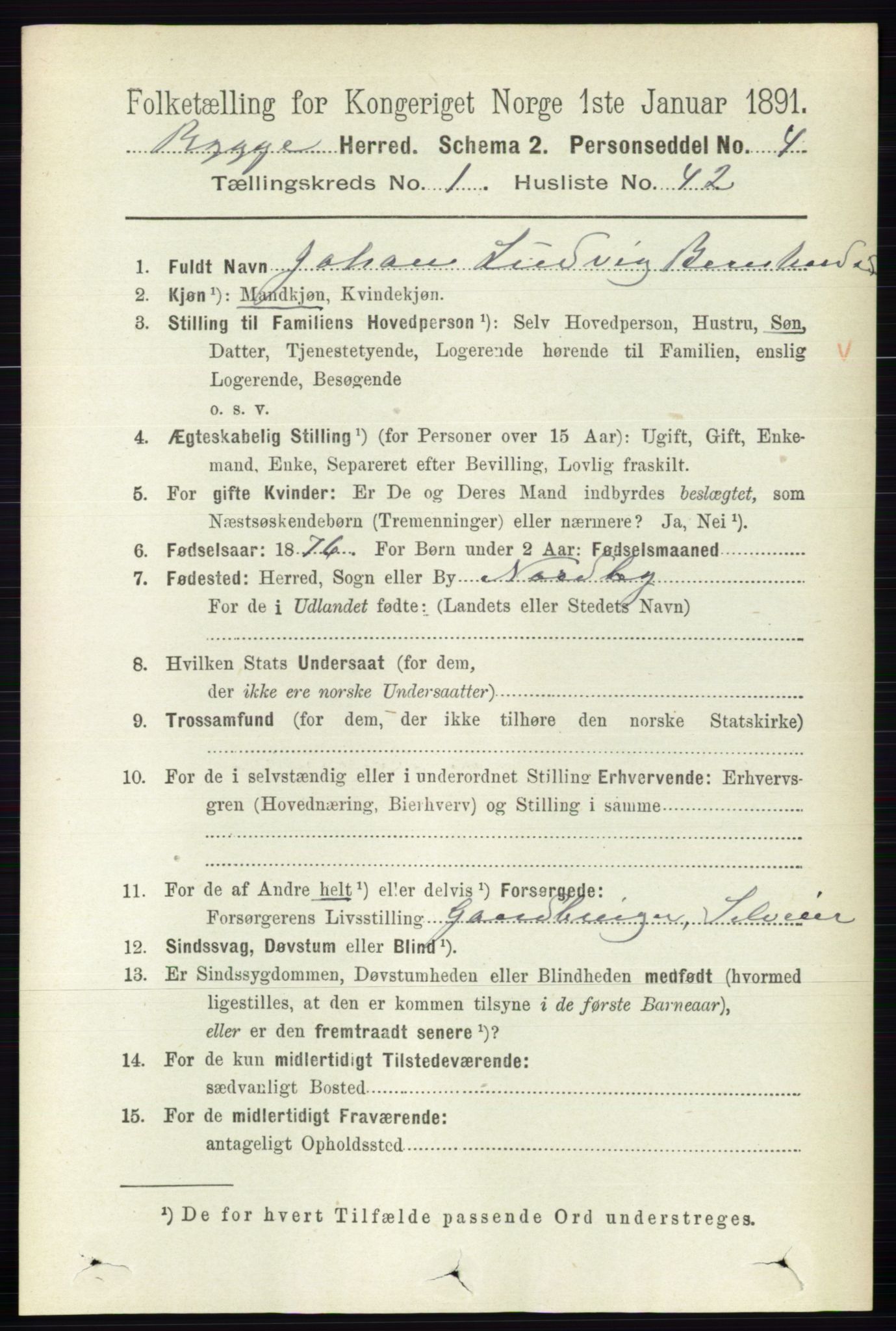 RA, 1891 census for 0136 Rygge, 1891, p. 400