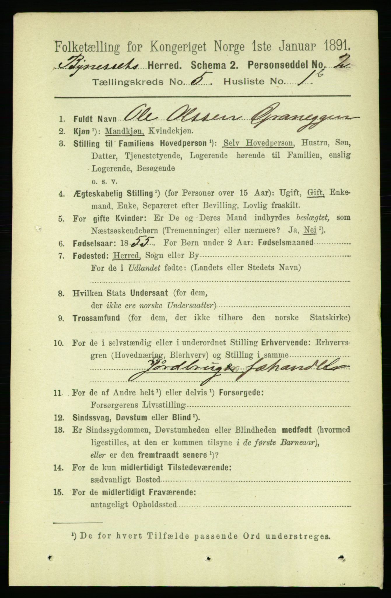 RA, 1891 census for 1655 Byneset, 1891, p. 2042